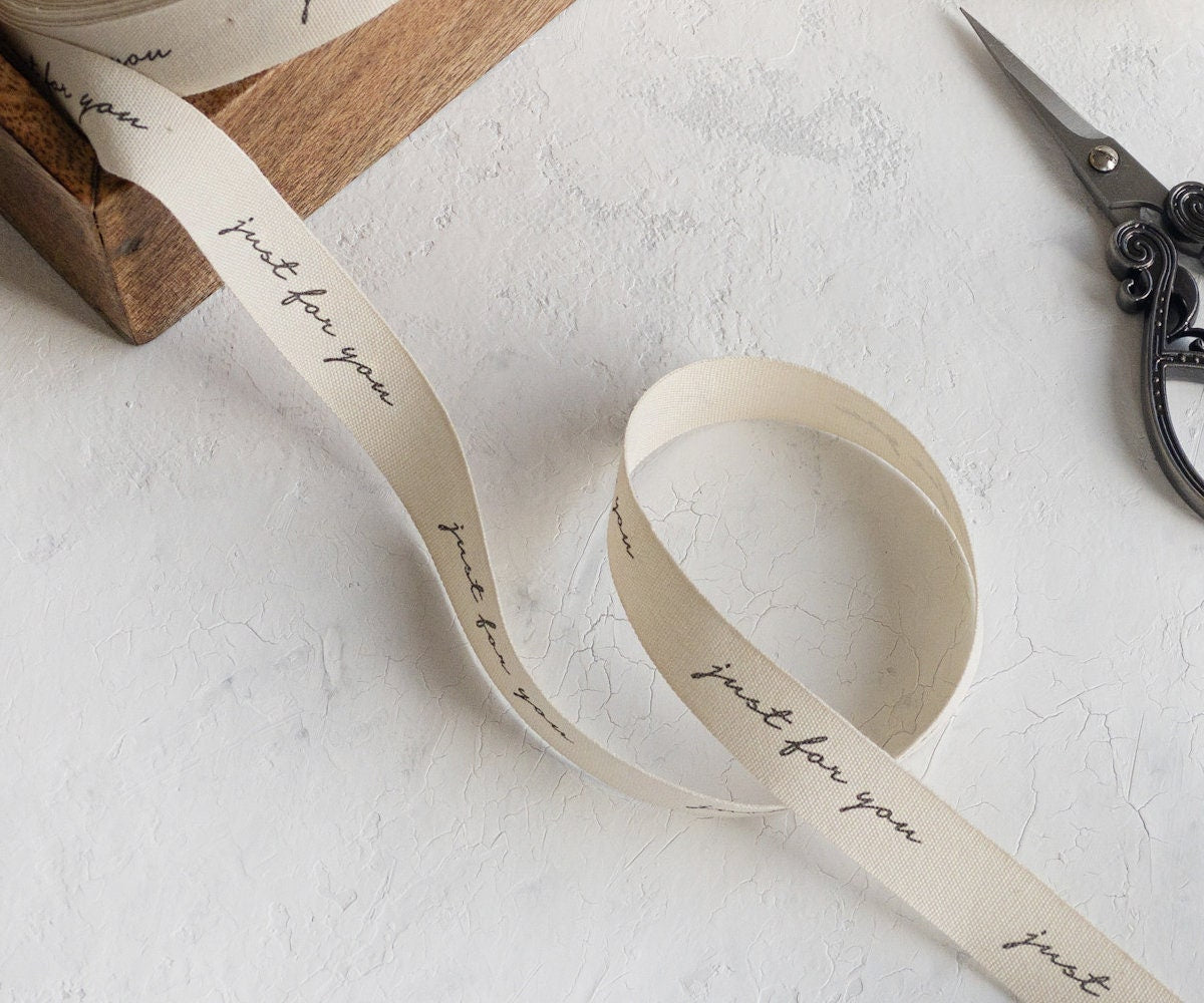 Just For You Cotton Ribbon - 5/8” (15 mm), 10 yards (9 m) Gift Wrapping Tape, Special Occasion, Personalized Gifts, Elegant Packaging