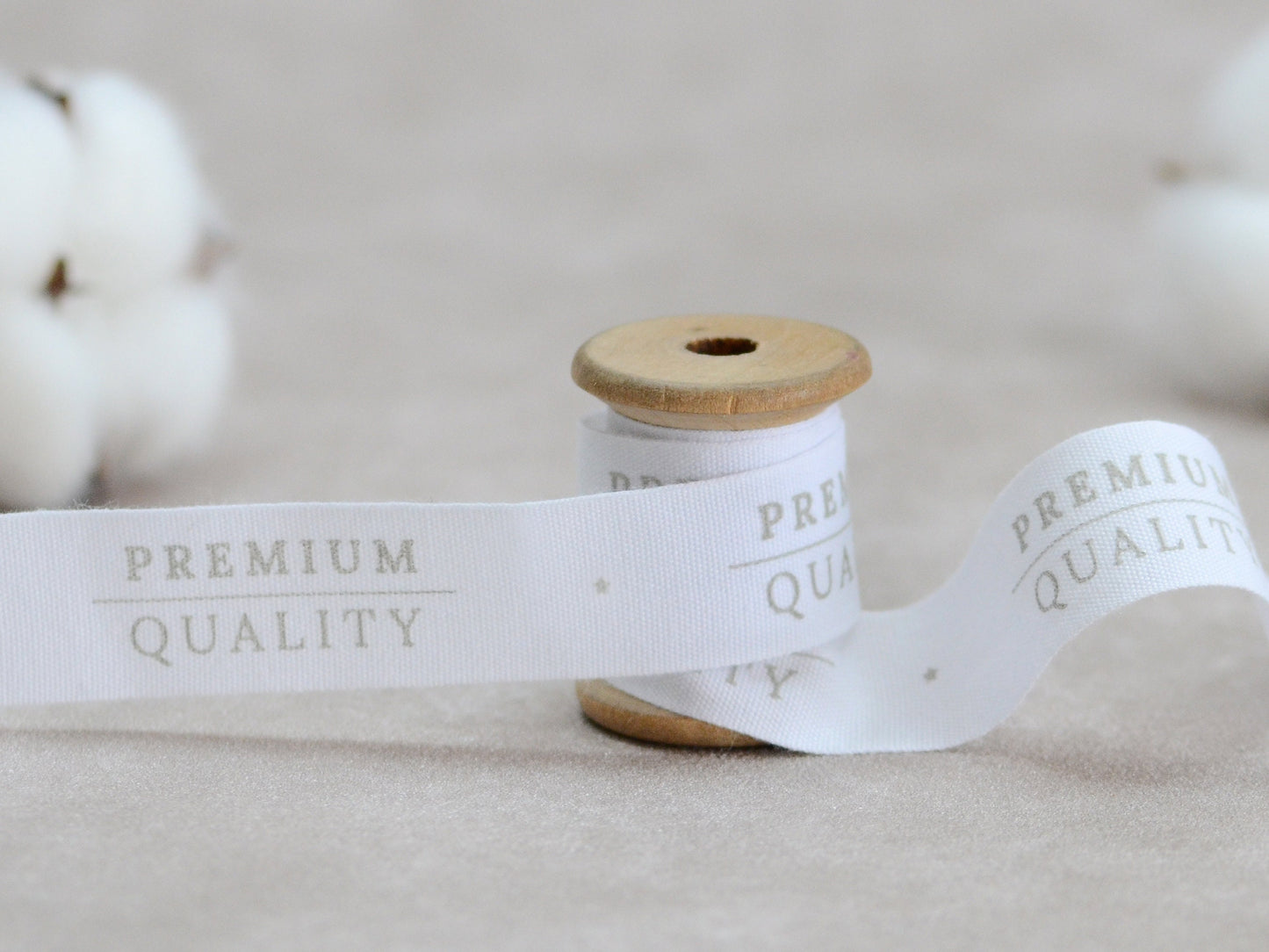 Premium Quality Cotton Ribbon - 10 Yards - 3/4” (20 mm) White Printed Natural Cotton Tape for Gift Wrapping, Branding & Handmade Products