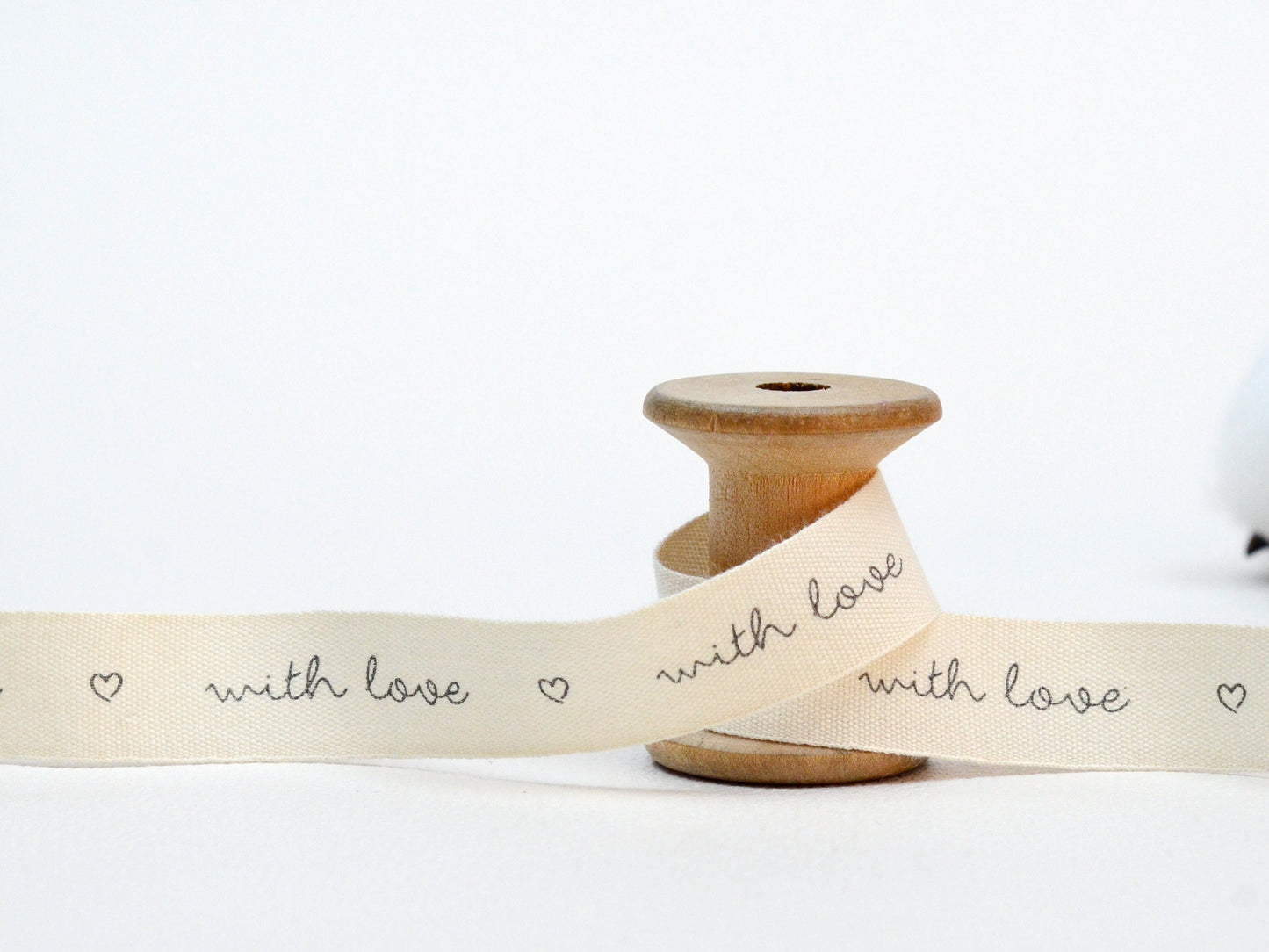 With Love & Heart Cotton Ribbon - 5/8” (15 mm), 10 yards (9 m) Romantic Gift Wrap Tape, Wedding Favors, Special Packaging, Valentine’s Gifts