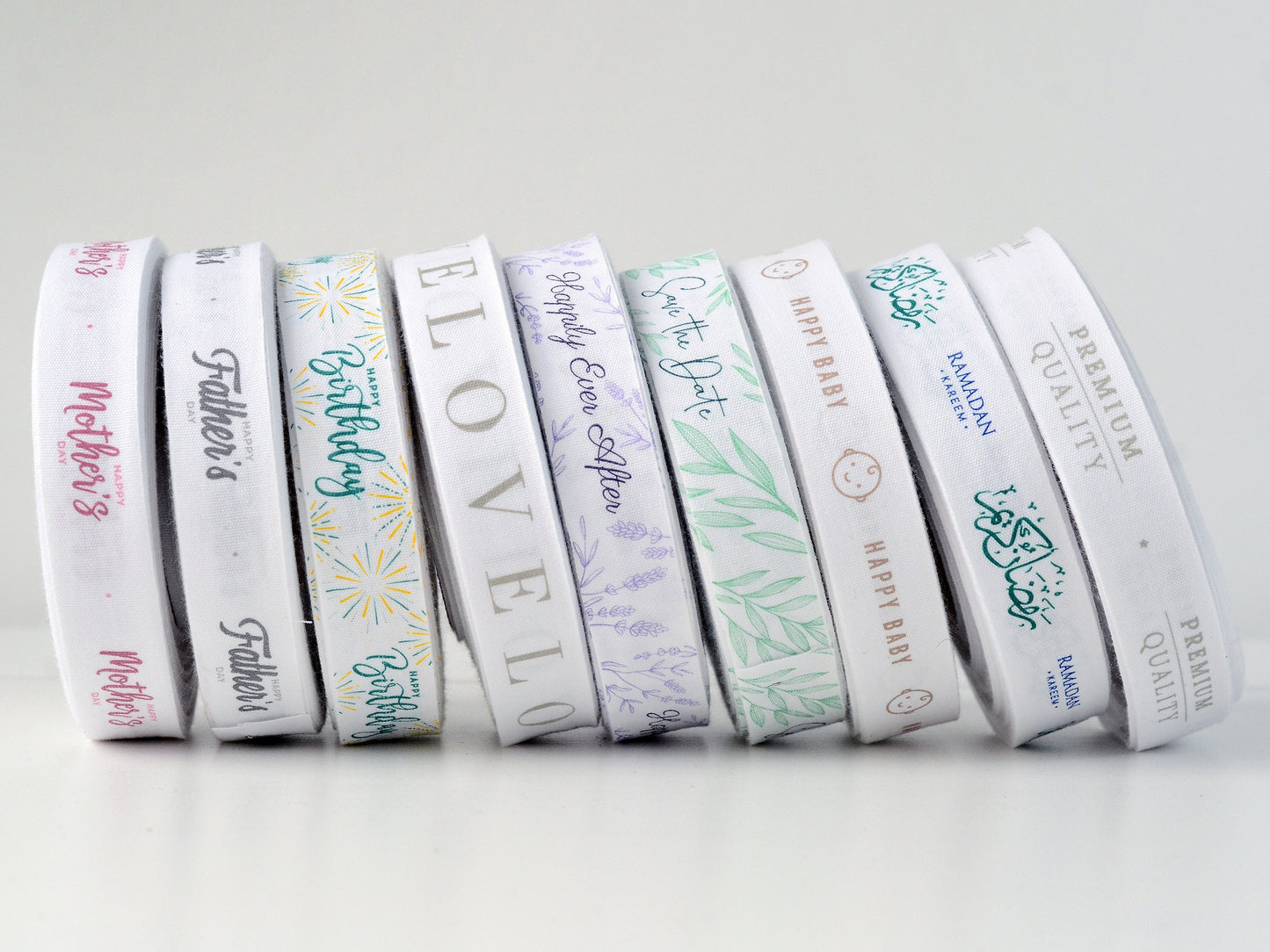 Happy Father's Day Cotton Ribbon - 3/4” (20 mm), 10 yards (9 m) White Printed Natural Cotton Tape for Dad Gift Wrapping & Handmade Packaging