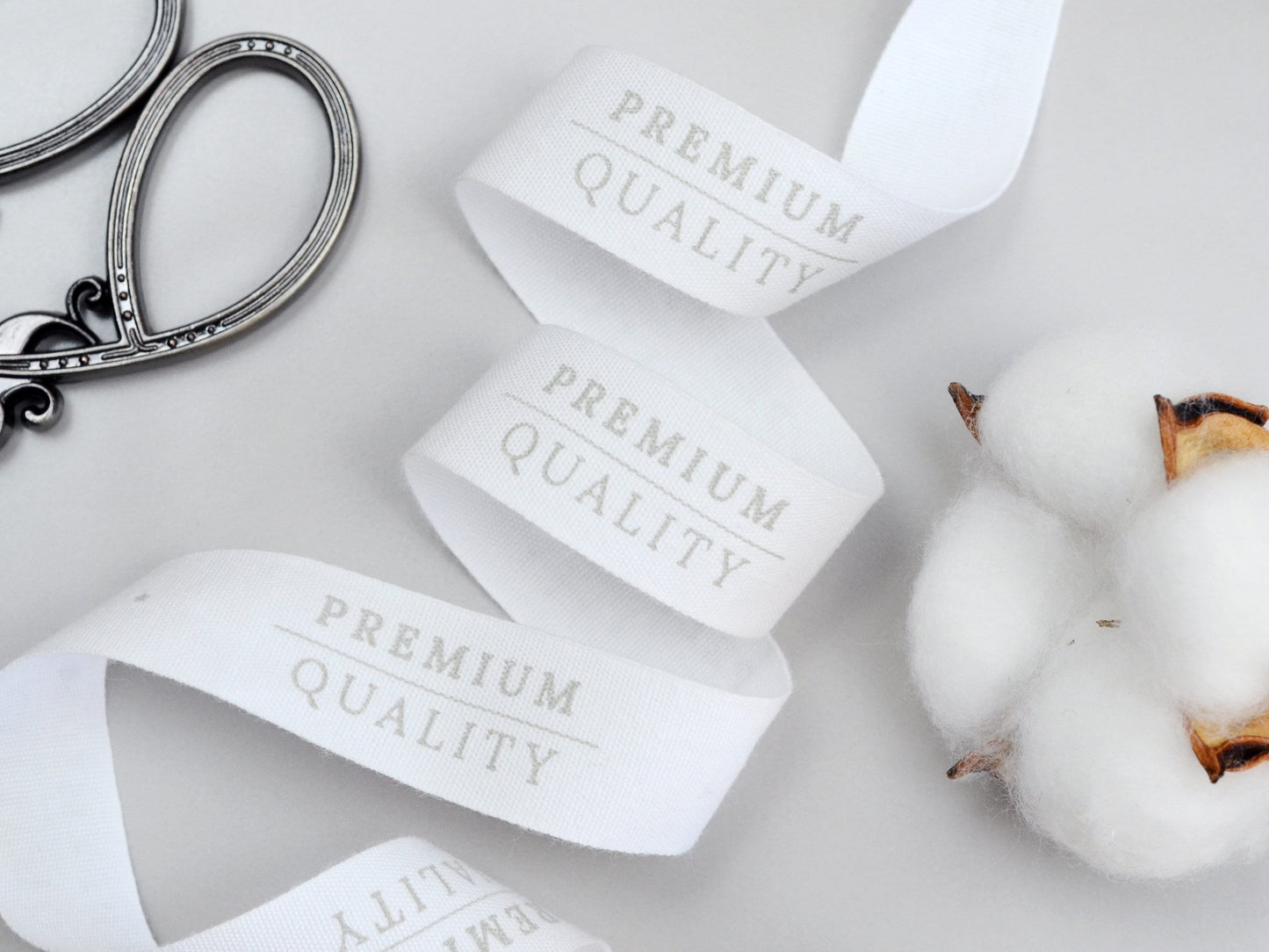 Premium Quality Cotton Ribbon - 10 Yards - 3/4” (20 mm) White Printed Natural Cotton Tape for Gift Wrapping, Branding & Handmade Products