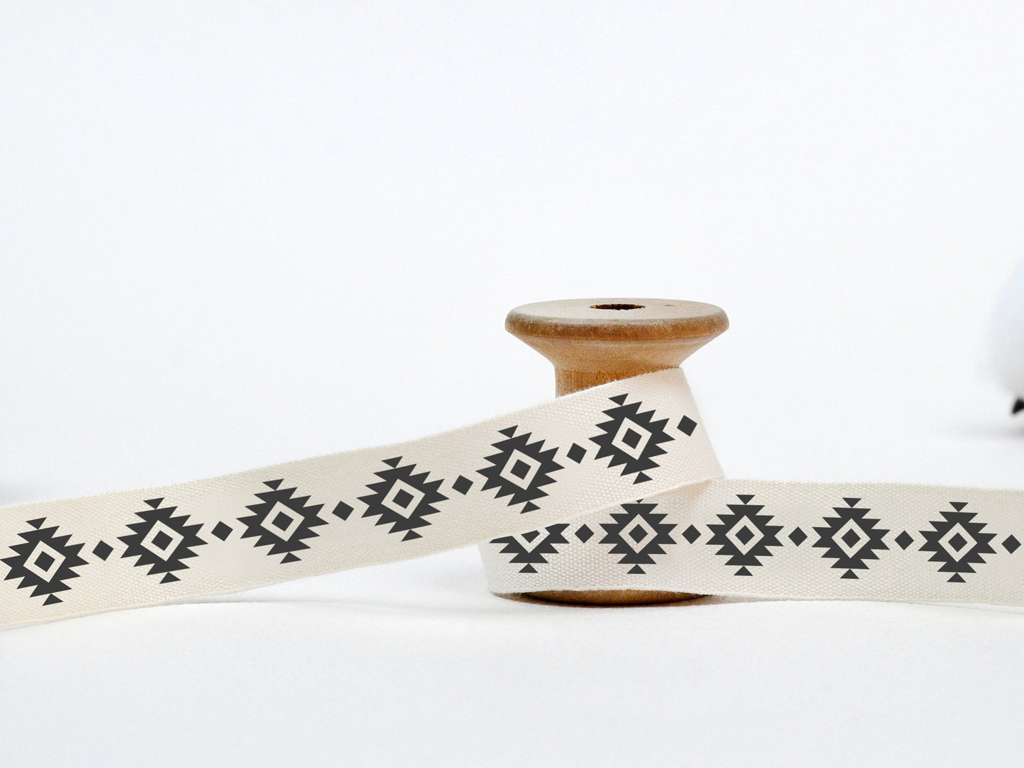 Aztec Pattern Ribbon - 5/8” (15 mm), 10 yards (9 m) Boho Cotton Tape for Etnic Wrapping, Tribal Labels, Bohemian Crafts, Handmade Projects