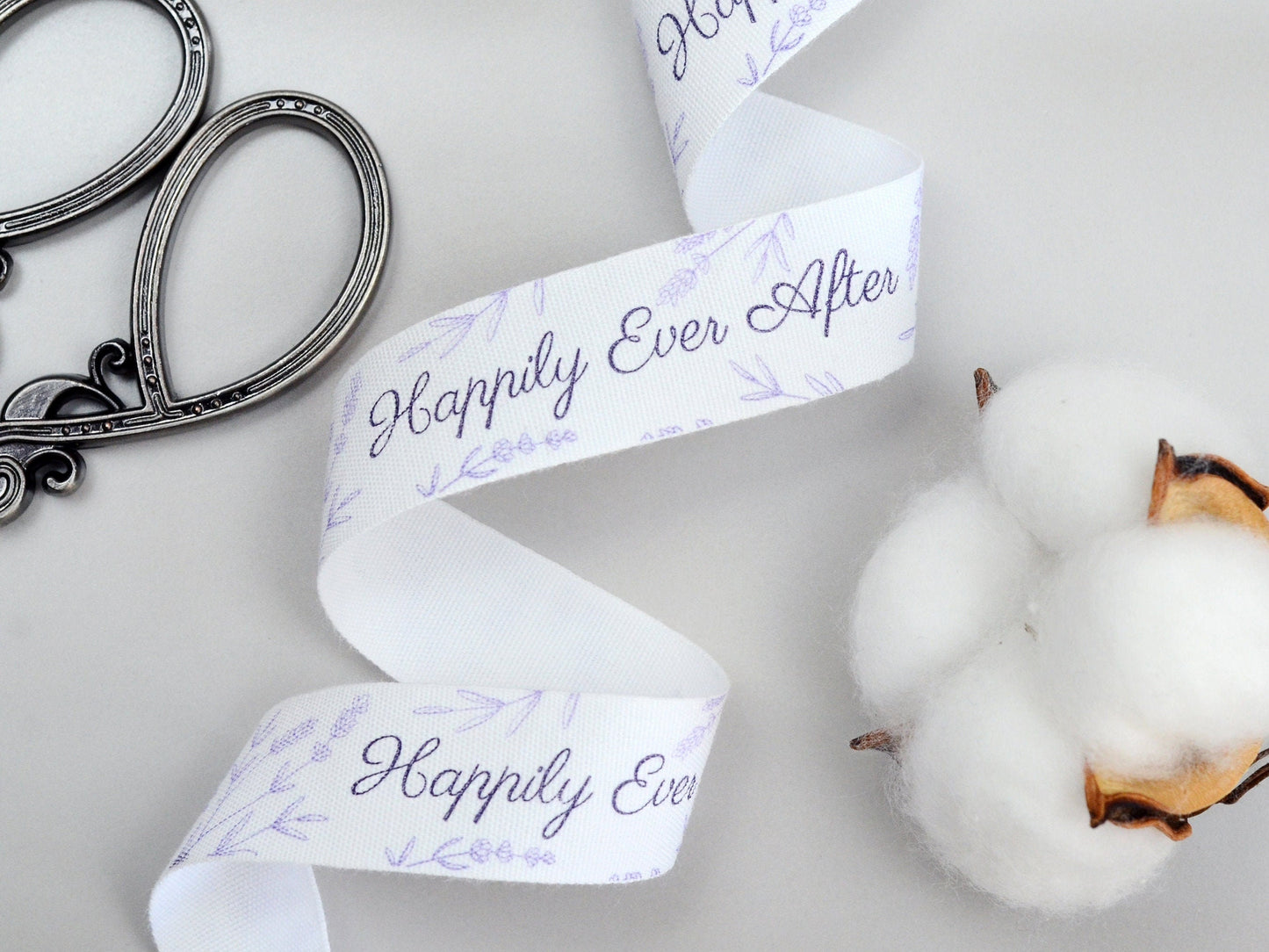 Happily Ever After Cotton Ribbon - 10 Yards - 3/4” (20 mm) White Wedding Ribbon for Romantic Gift Wrapping, Favors & Table Decoration