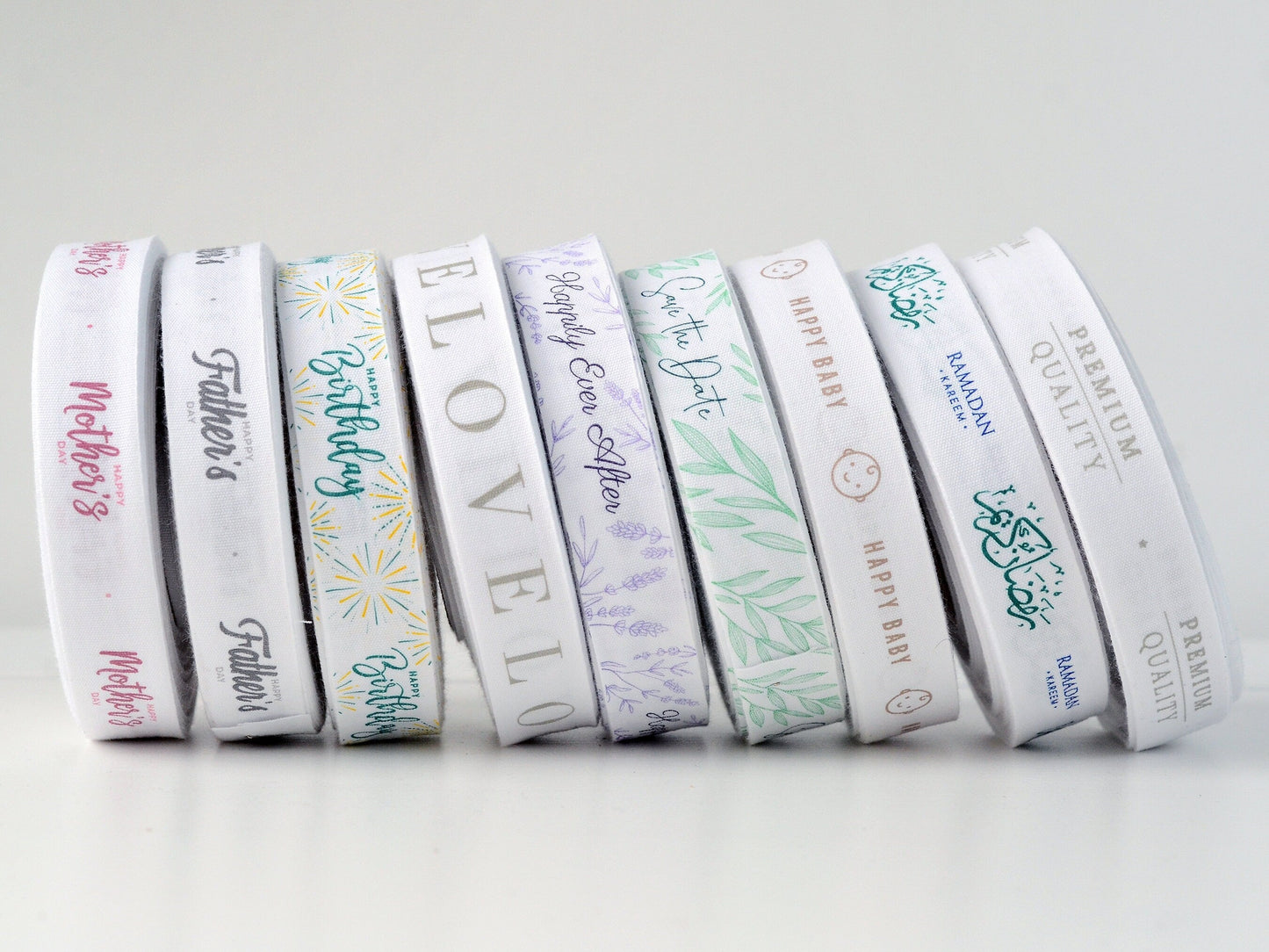 Happy Birthday Cotton Ribbon - 10 Yards - 3/4” (20 mm) White Printed Natural Cotton Tape for Birthday Gift Wrapping & Party Decoration
