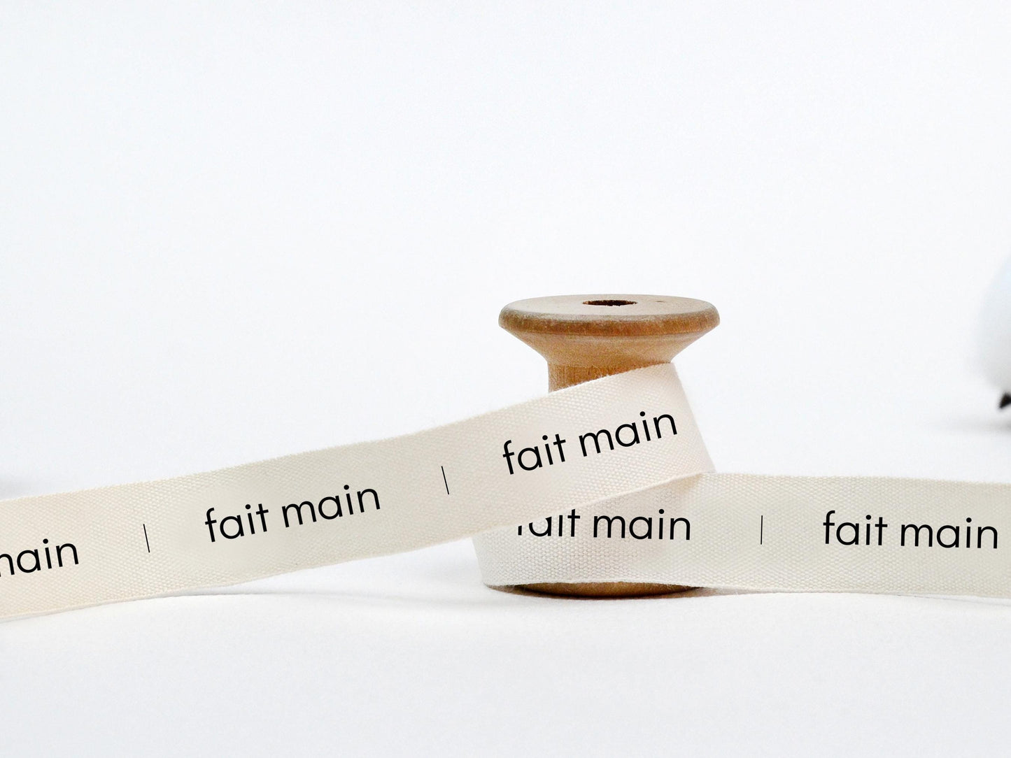 Fait Main Printed Cotton Ribbon - 5/8” (15 mm) Handmade French Label Tape for Garment Tags, Sewing Labels, Artisan Product Decor