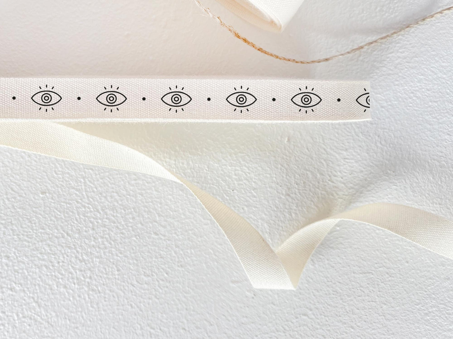 Evil Eye Printed Cotton Ribbon - 3/8” (10 mm) Protective Boho Twill Tape for Packaging & Gift Wrapping