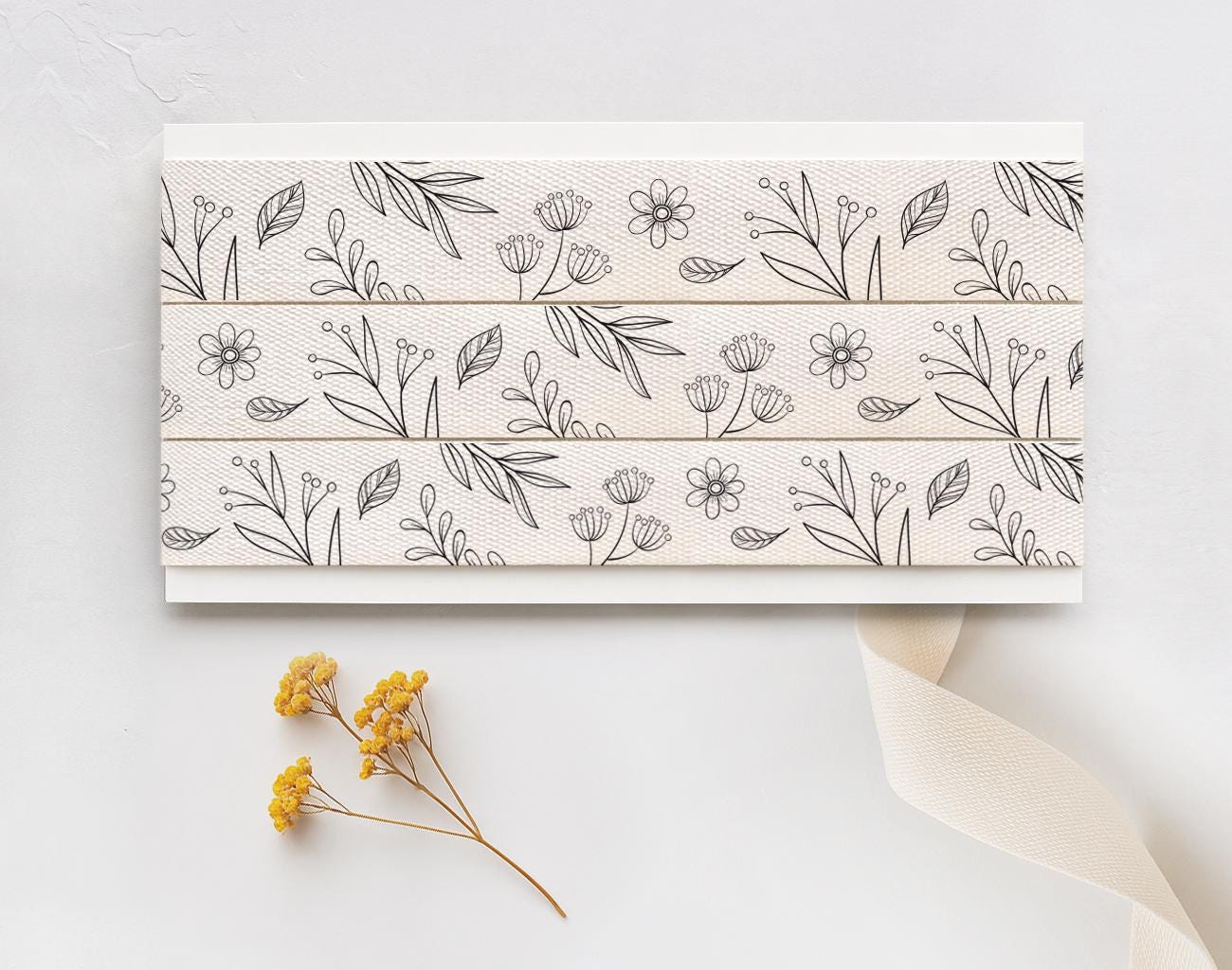 Floral Printed Cotton Ribbon - 5/8” (15 mm) Botanical Gift Wrapping Tape for Wedding Decor, Rustic Gifts, Nature Theme Packaging