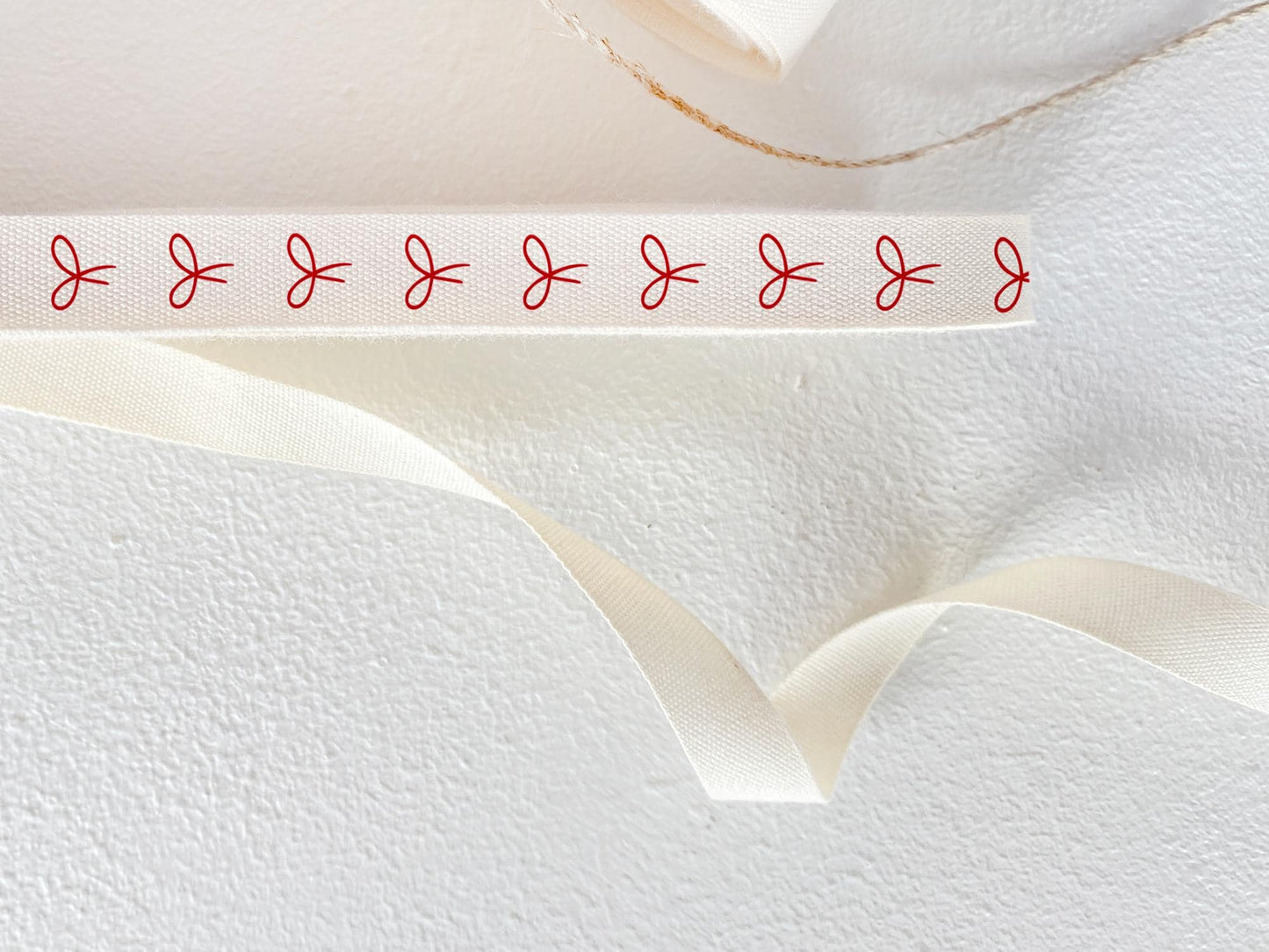Red Bow Cotton Ribbon - 3/8" (10 mm), 10 yards (9 m) Elegant Twill Tape for Gift Wrapping & Handmade Packaging, Mother's Day, Christmas Wrap