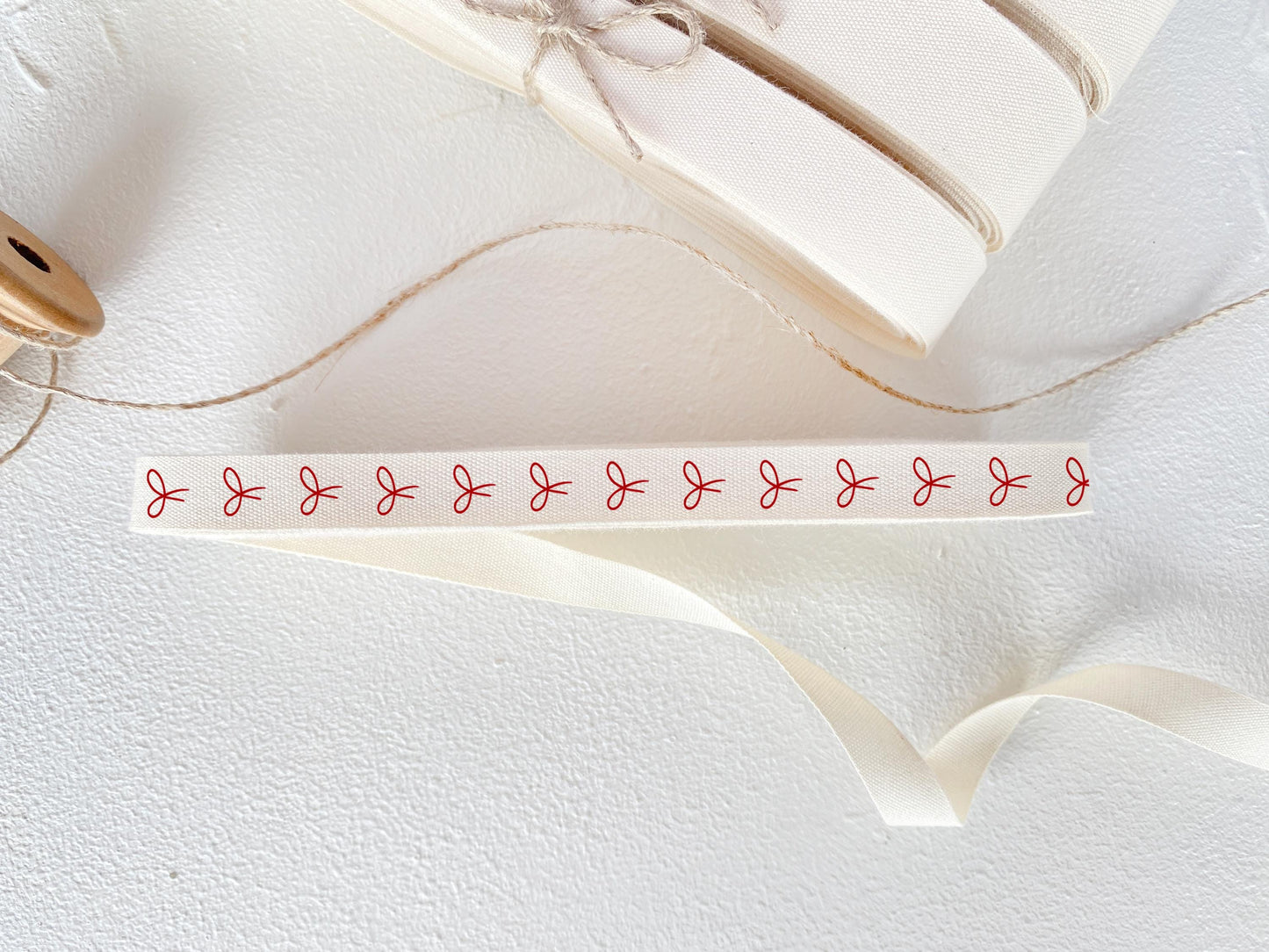 Red Bow Cotton Ribbon - 3/8" (10 mm), 10 yards (9 m) Elegant Twill Tape for Gift Wrapping & Handmade Packaging, Mother's Day, Christmas Wrap
