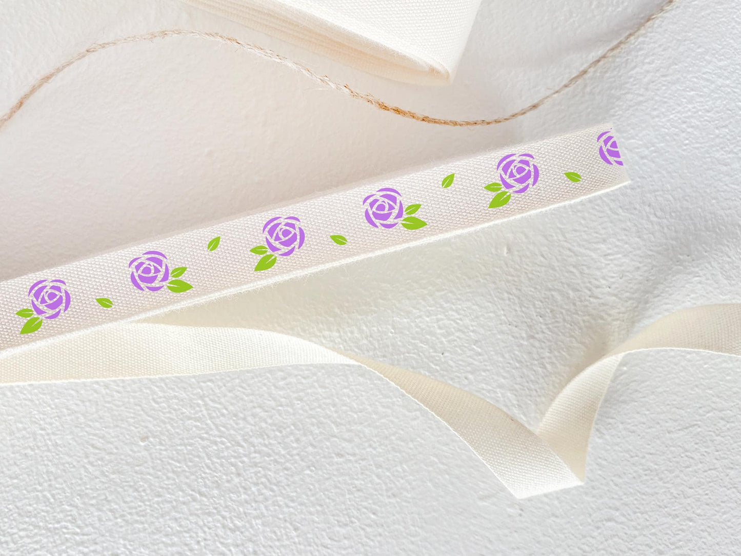 Lilac Rose Printed Cotton Ribbon - 3/8” (10 mm) Floral Twill Tape for Spring Weddings, Gift Wrapping & Crafting