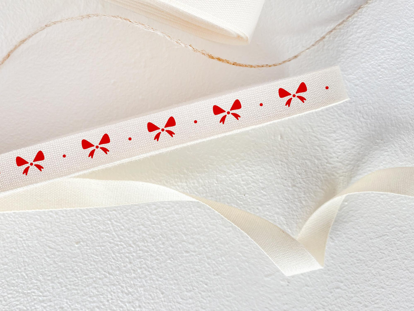 Red Bow Cotton Ribbon - 3/8" (10 mm), 10 yards (9 m) Festive Twill Tape for Christmas, Valentine’s, Weddings & Gift Wrapping