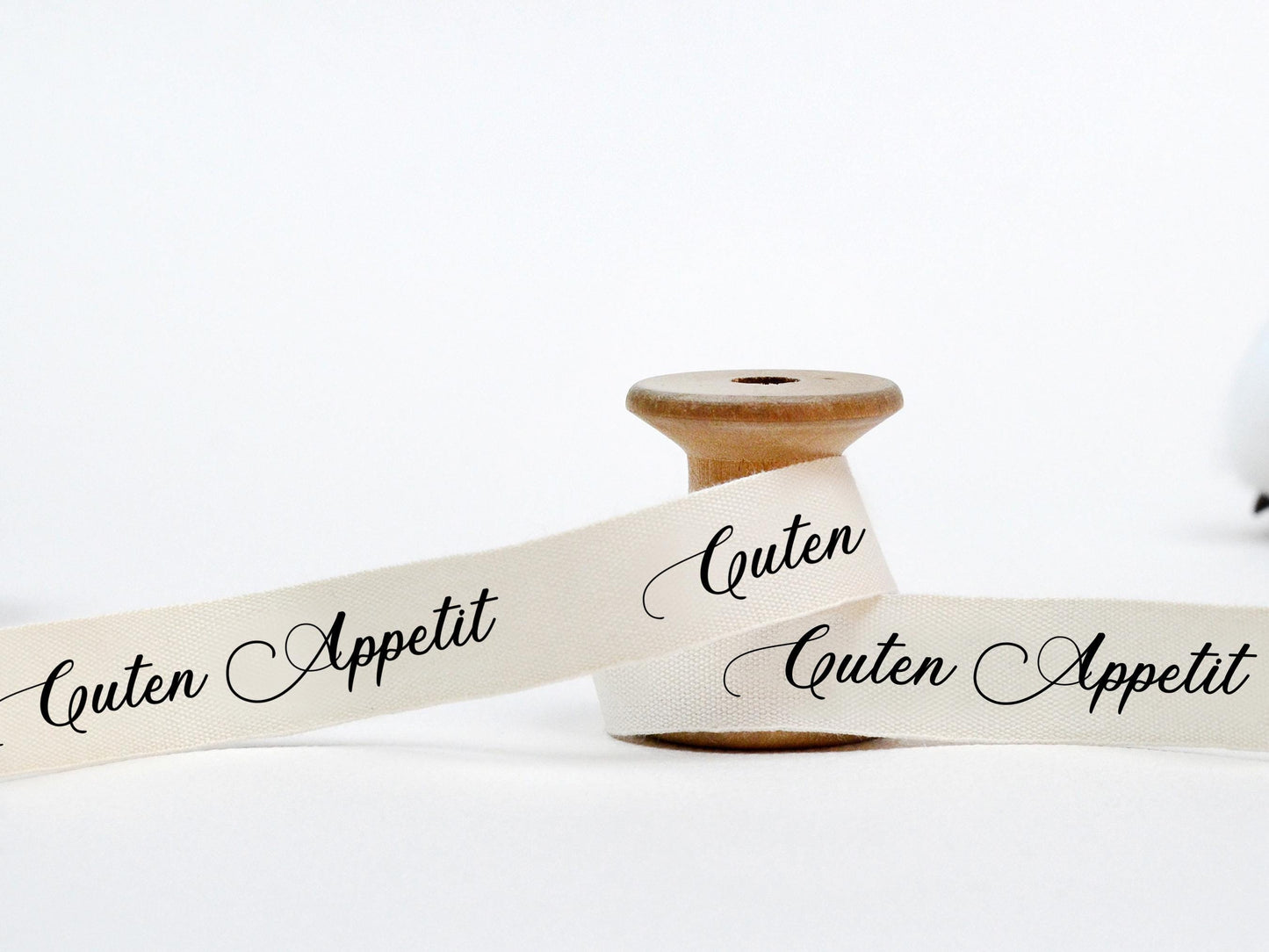 Guten Appetit Ribbon - 5/8” (15 mm), 10 yards (9 m) Elegant German Cotton Tape for Culinary Gifts, Gourmet Packaging, Restaurant Wrapping