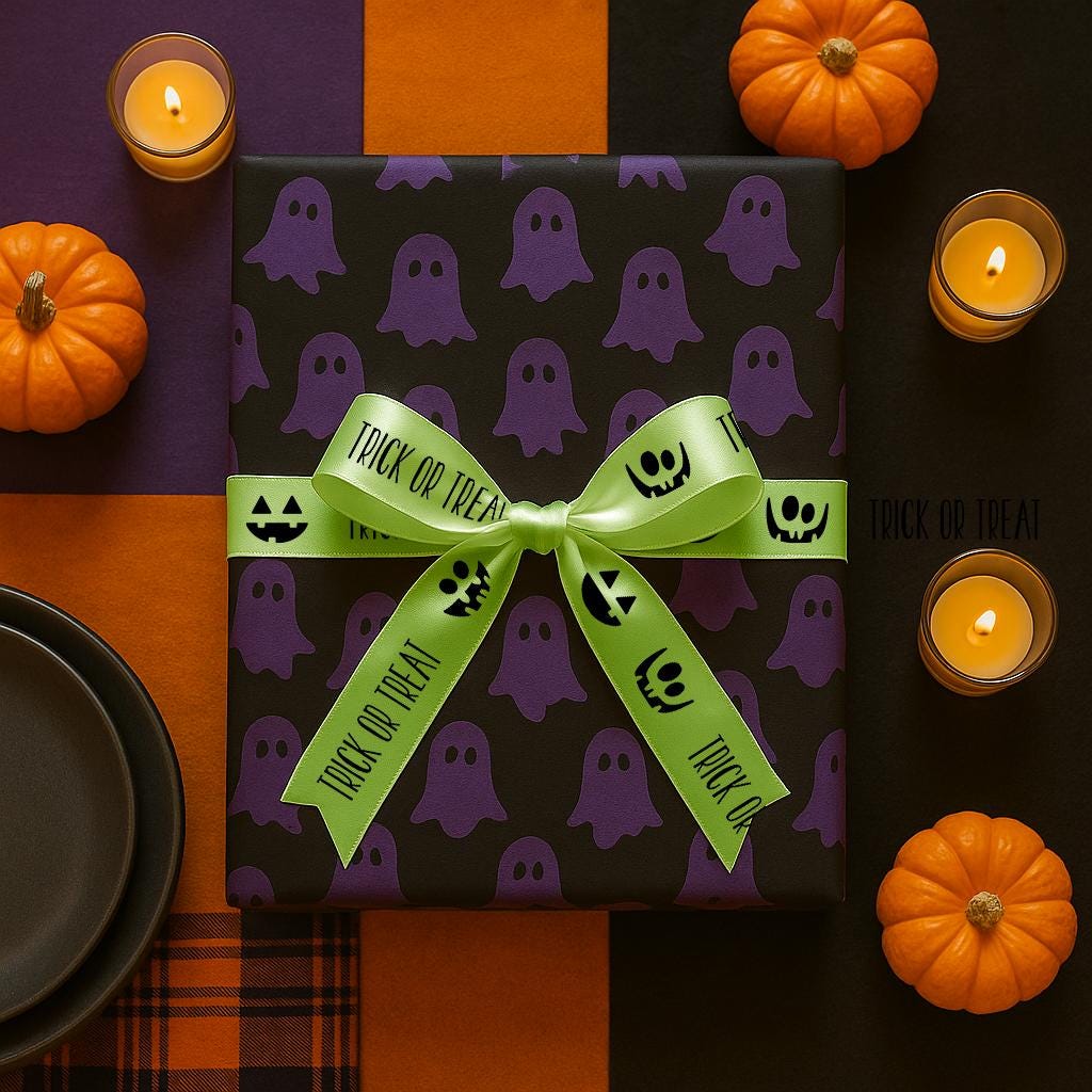 Halloween Ribbon Set – 10 pcs (50 yards / 45 m) Total Satin Ribbons for Halloween Crafts, Fall Gift Wrap, Party Decorations & Autumn Wreaths