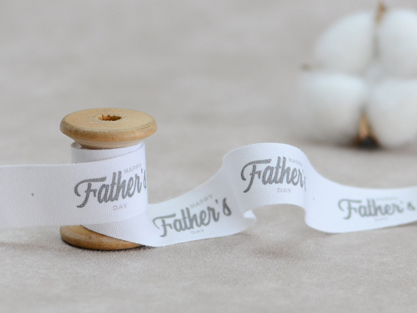 Happy Father's Day Cotton Ribbon - 3/4” (20 mm), 10 yards (9 m) White Printed Natural Cotton Tape for Dad Gift Wrapping & Handmade Packaging