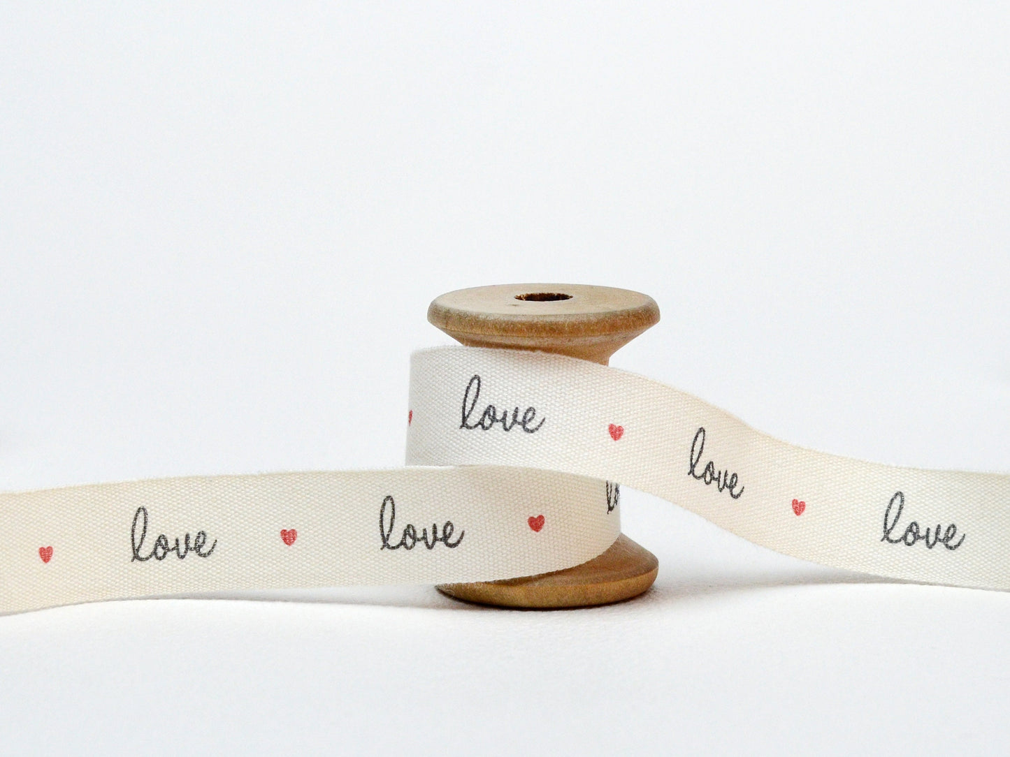 Love & Hearts Cotton Ribbon – 5/8” (15 mm), 10 Yards (9 m) Romantic Gift Wrap Tape, Valentine’s Day, Wedding Favors, Special Occasions