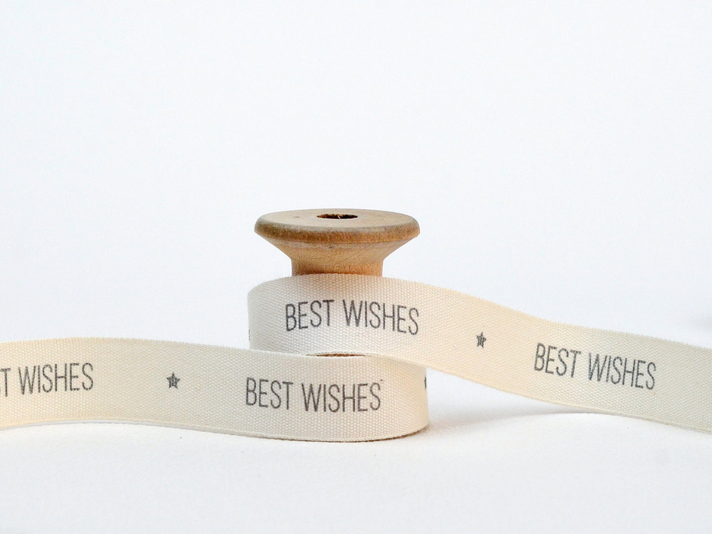 Best Wishes Ribbon - 5/8” (15 mm), 10 yards (9 m) Cotton Tape for Handmade Gifts, Boutique Packaging, Special Occasion Wrap, Gift Boxes