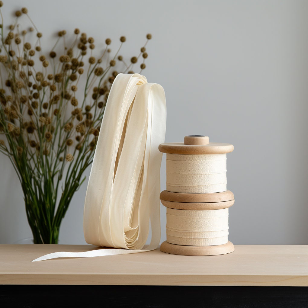 Cotton Ribbon for Labels & Print - 10 Yards (9 m) Unprinted Flat Soft Natural Tape for Handmade Packaging, Eco Friendly Gift Wrap, Organic