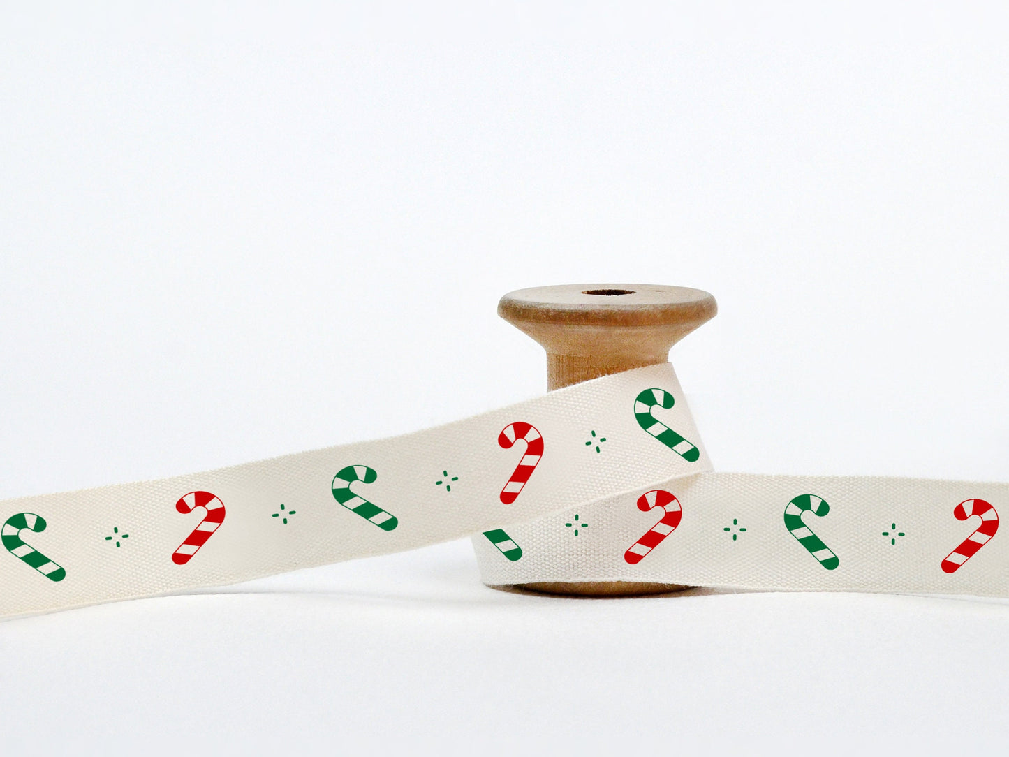 Red & Green Candy Cane Ribbon - 5/8” (15 mm), 10 yards (9 m) Christmas Cotton Tape for Gift Bags, Cookie Packaging, Holiday Decorations