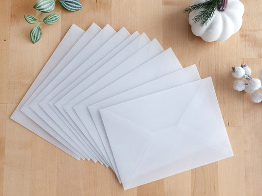 Vellum Envelopes – 20 pcs Plain Transparent Envelopes for Wedding Invitations, Greeting Cards, Events, Gift Wrapping, 5×7" A7 Size