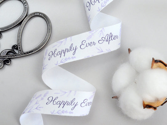 Happily Ever After Cotton Ribbon - 3/4” (20 mm), 10 yards (9 m) White Wedding Ribbon for Romantic Gift Wrapping, Favors & Table Decoration