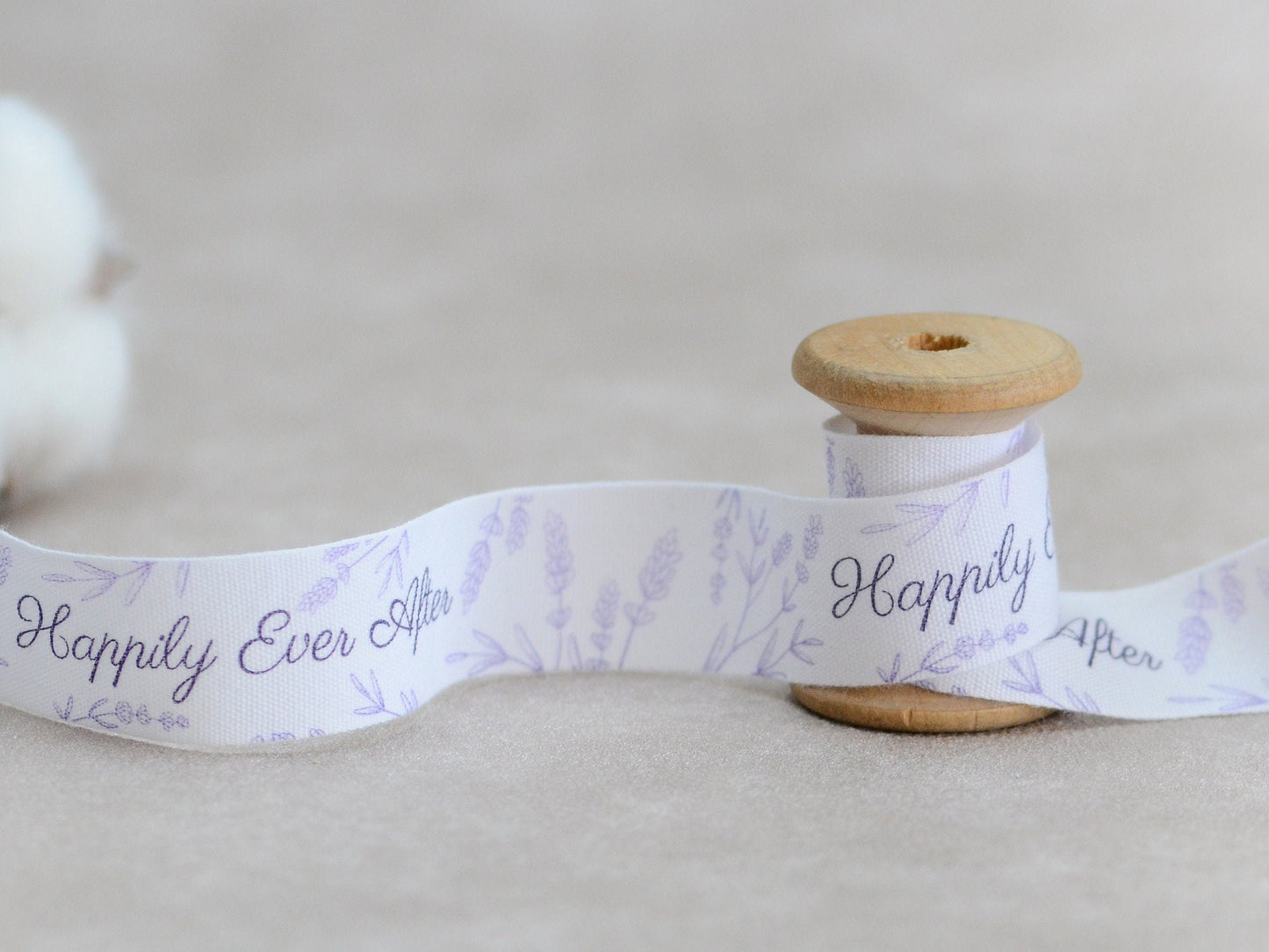 Happily Ever After Cotton Ribbon - 3/4” (20 mm), 10 yards (9 m) White Wedding Ribbon for Romantic Gift Wrapping, Favors & Table Decoration
