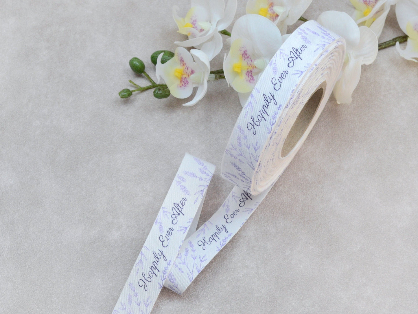 Happily Ever After Cotton Ribbon - 3/4” (20 mm), 10 yards (9 m) White Wedding Ribbon for Romantic Gift Wrapping, Favors & Table Decoration