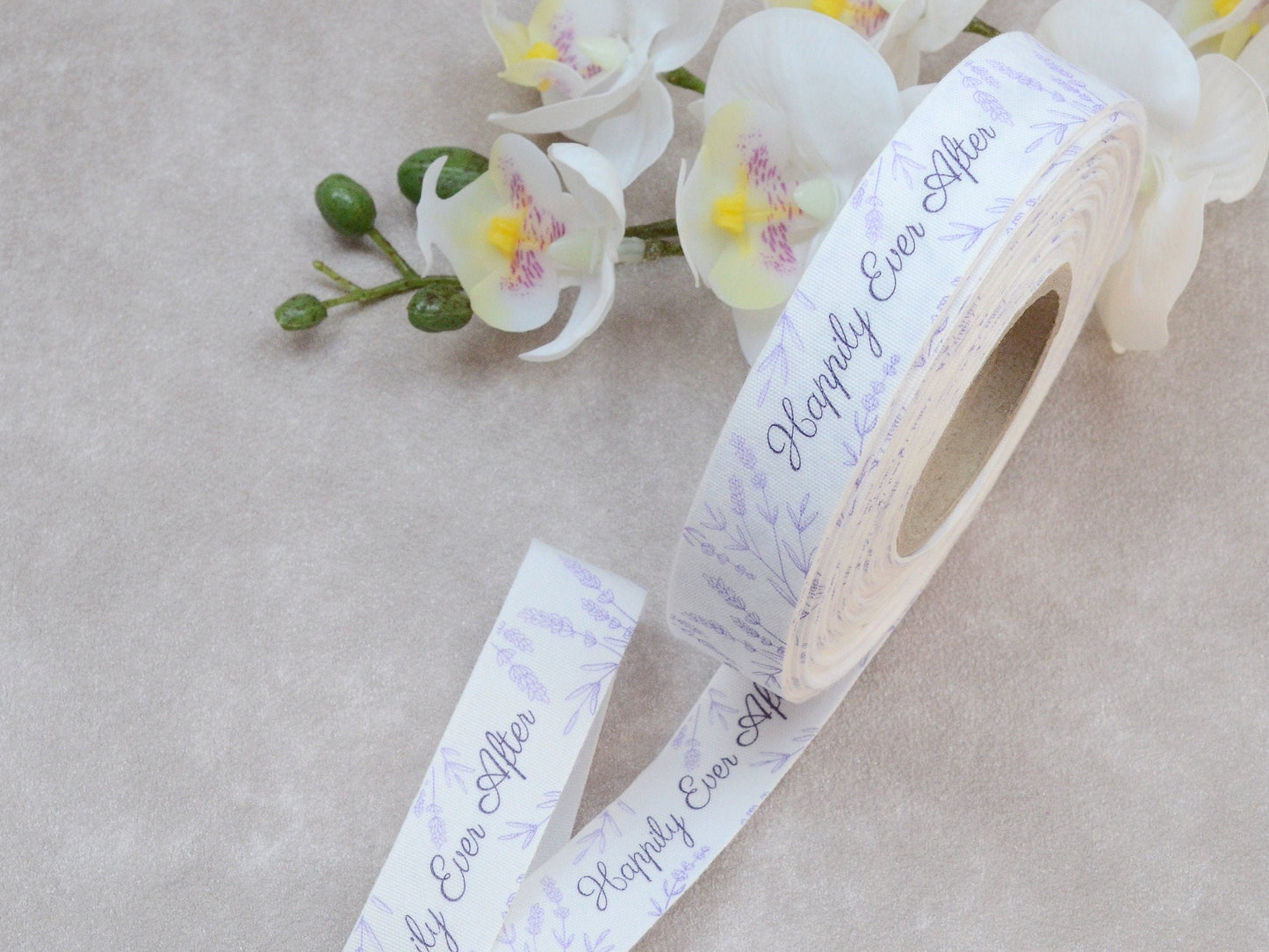 Happily Ever After Cotton Ribbon - 3/4” (20 mm), 10 yards (9 m) White Wedding Ribbon for Romantic Gift Wrapping, Favors & Table Decoration