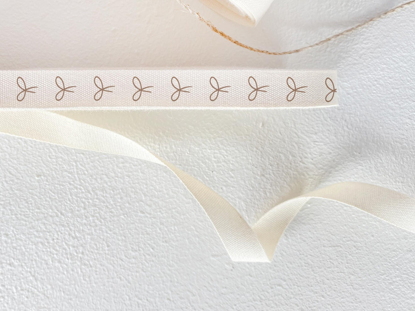 Beige Bow Cotton Ribbon - 3/8" (10 mm), 10 yards (9 m) Natural Twill Tape for Handmade & Eco-Friendly Packaging