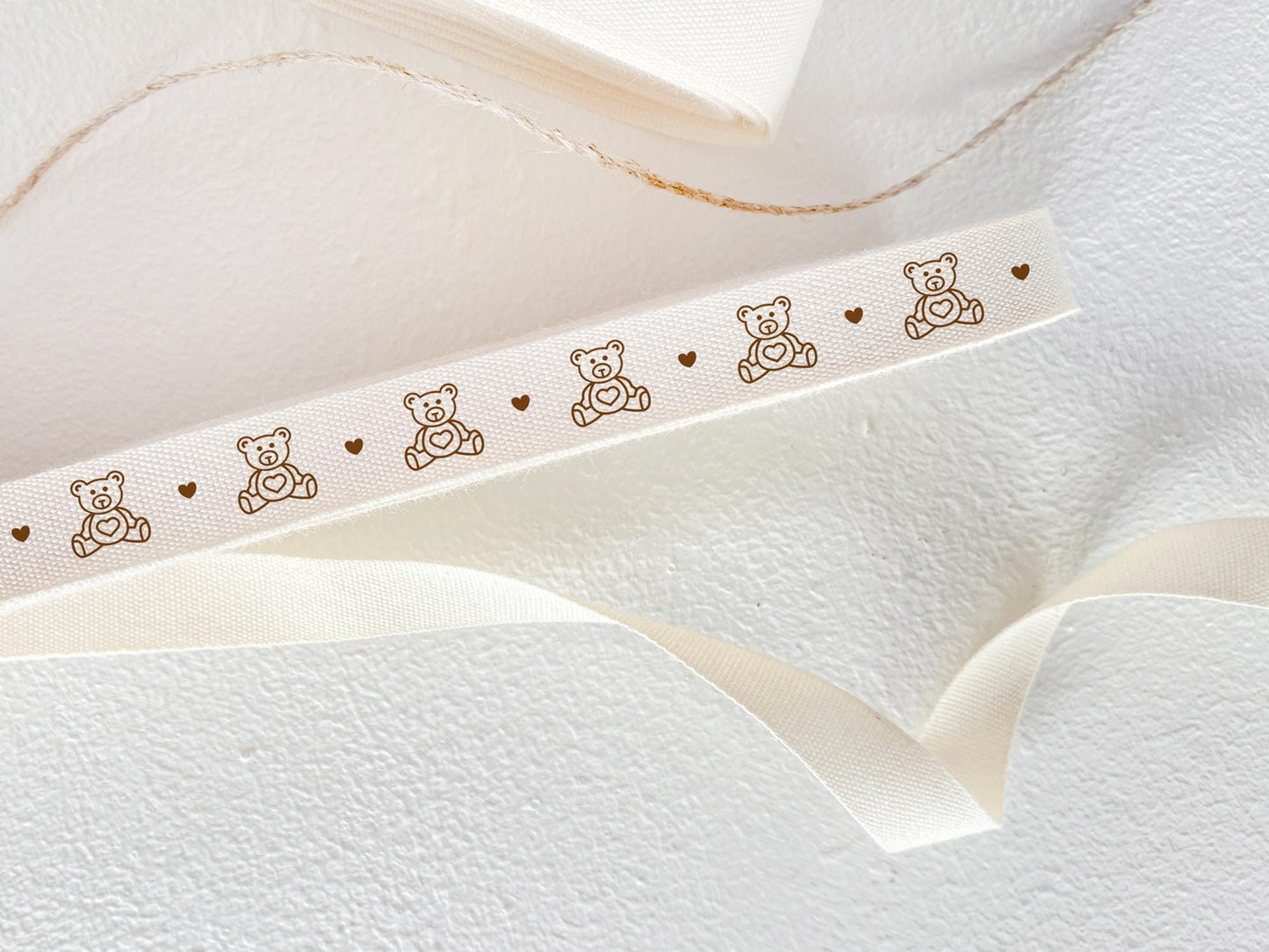 Teddy Bear Cotton Ribbon - 3/8" (10 mm), 10 yards (9 m) Baby Shower & Gift Wrapping Twill Tape