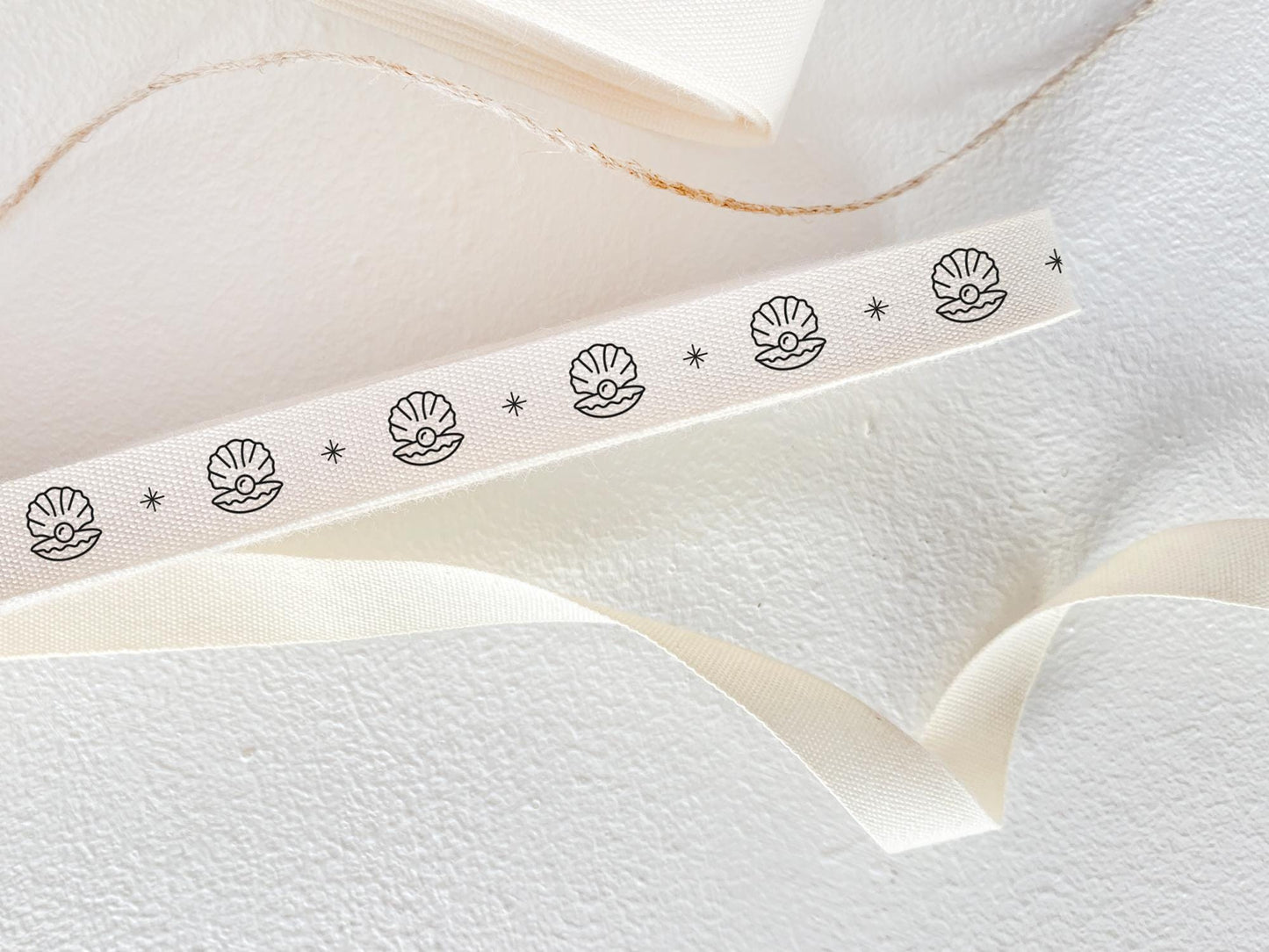 Seashell Cotton Ribbon - 3/8" (10 mm), 10 yards (9 m) Nautical Twill Tape for Jewelry Packaging & Handmade Gift Wrapping