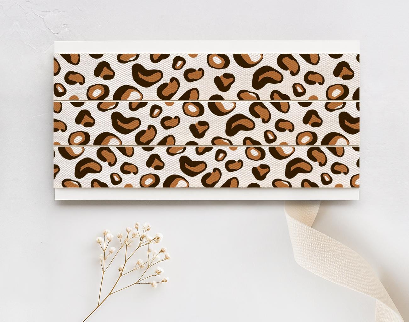 Leopard Print Cotton Ribbon - 5/8” (15 mm), 10 yards (9 m) Bold Animal Print Tape for Fashion Packaging, Gift Wrapping, Party Favors