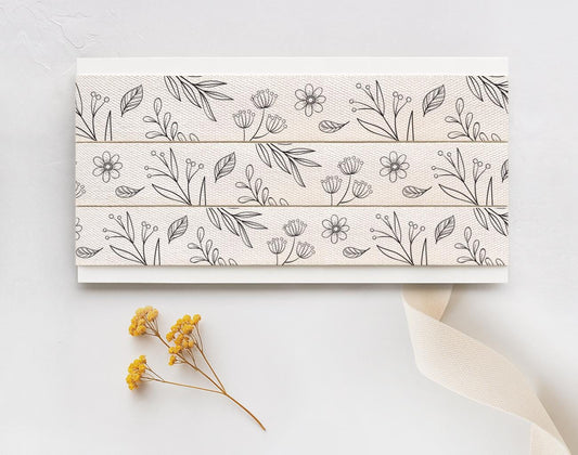 Floral Printed Cotton Ribbon - 5/8” (15 mm) Botanical Gift Wrapping Tape for Wedding Decor, Rustic Gifts, Nature Theme Packaging