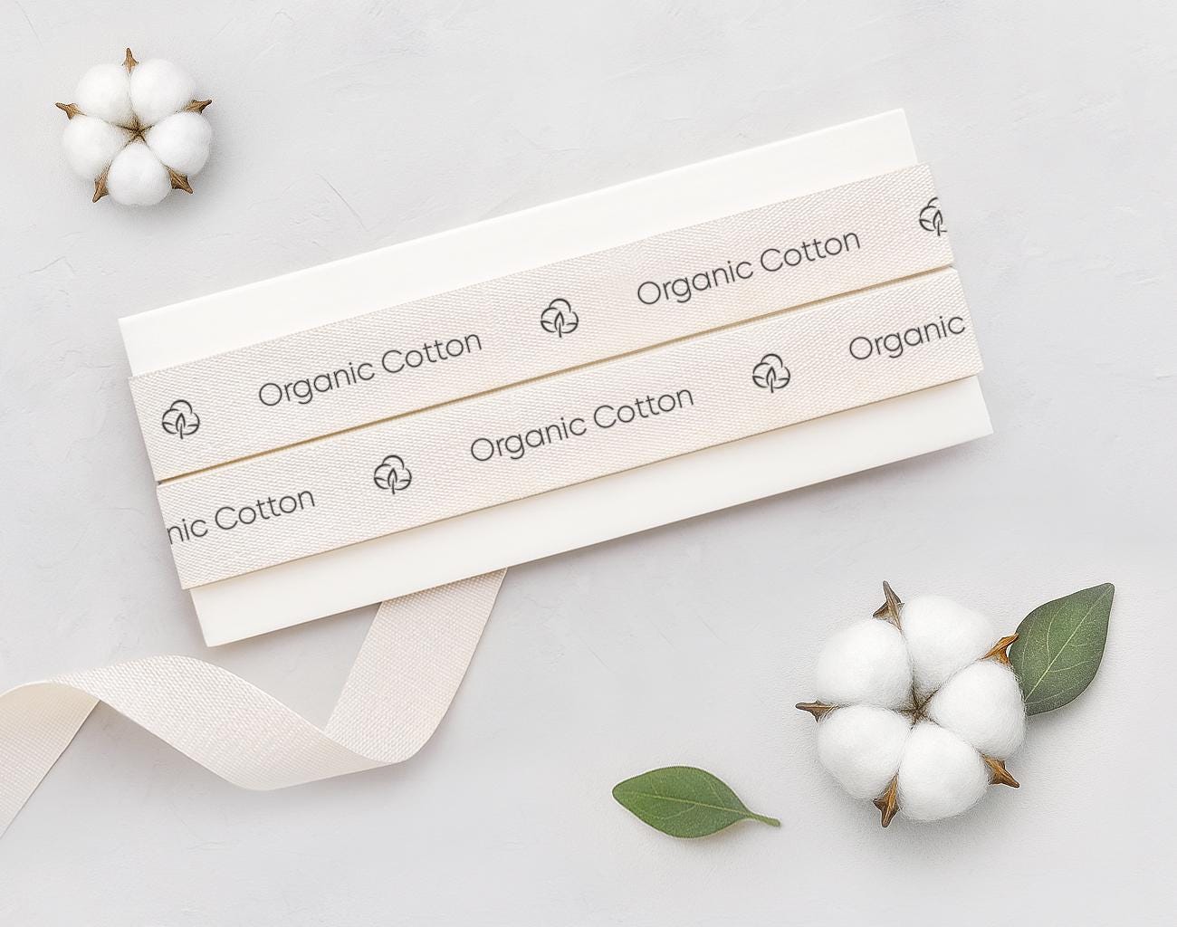 Organic Cotton Ribbon - 5/8” (15 mm), 10 yards (9 m) Eco-Friendly Tape for Sewing, Home Textiles, Clothing Labels, Natural Packaging