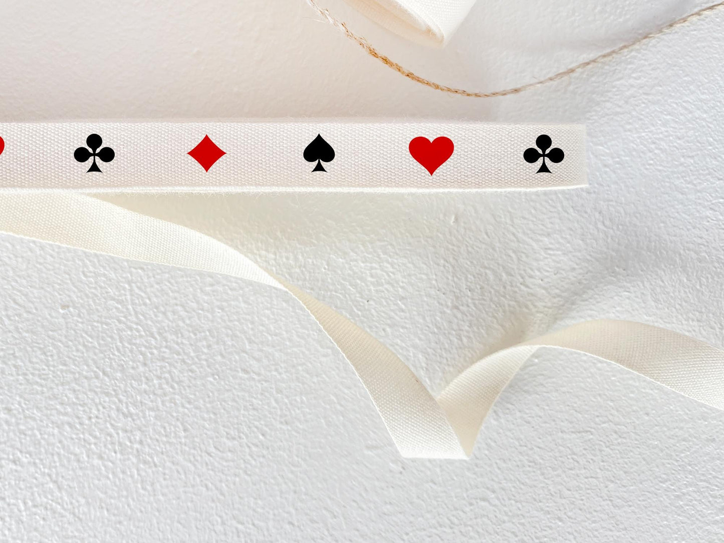 Playing Cards Cotton Ribbon - 3/8" (10 mm), 10 yards (9 m) Casino Theme Twill Tape for Game Night & Poker Party Decor