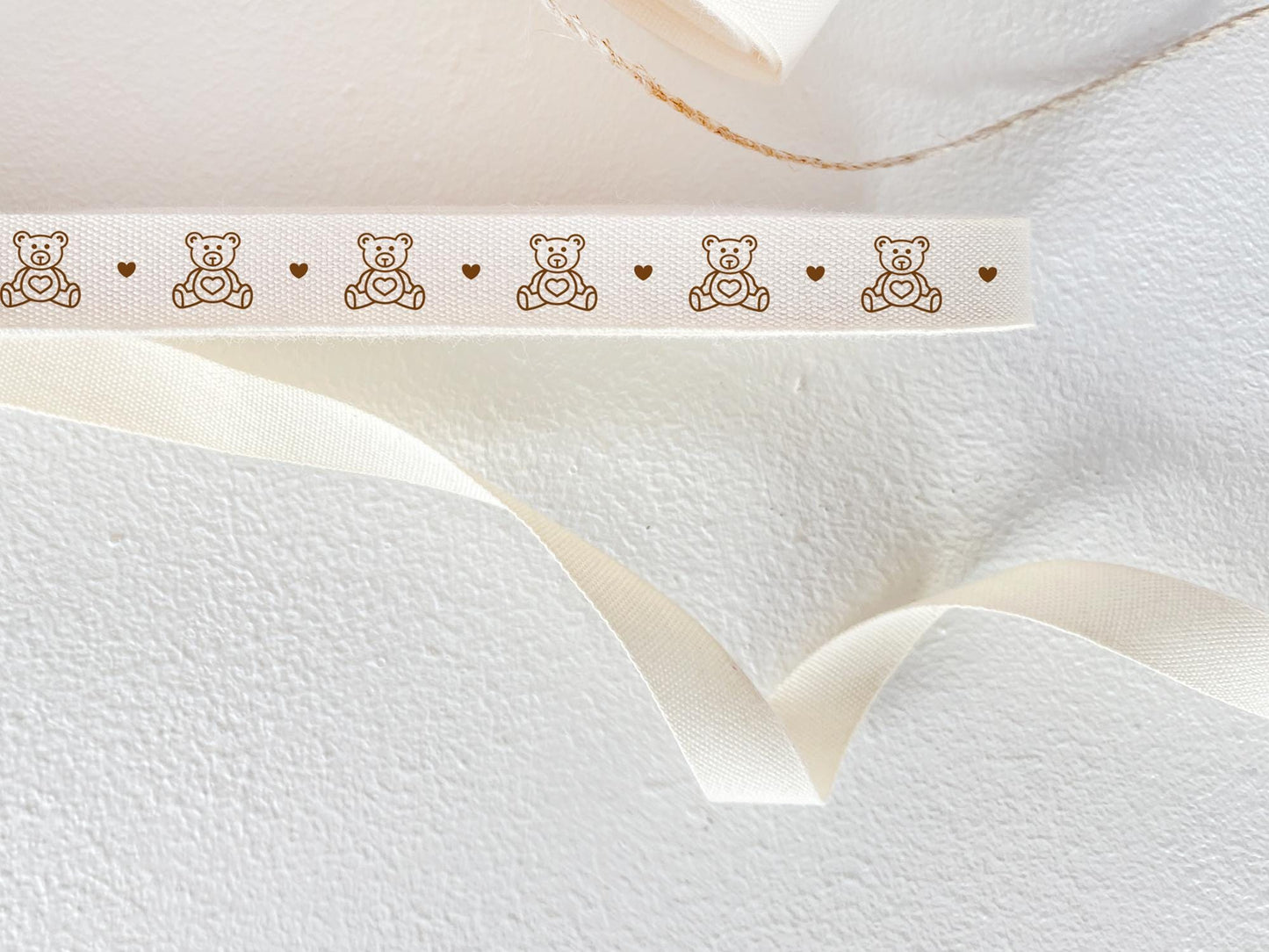 Teddy Bear Cotton Ribbon - 3/8" (10 mm), 10 yards (9 m) Baby Shower & Gift Wrapping Twill Tape