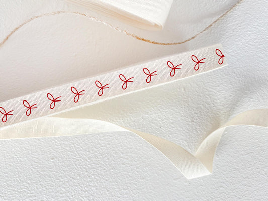 Red Bow Cotton Ribbon - 3/8" (10 mm), 10 yards (9 m) Elegant Twill Tape for Gift Wrapping & Handmade Packaging, Mother's Day, Christmas Wrap