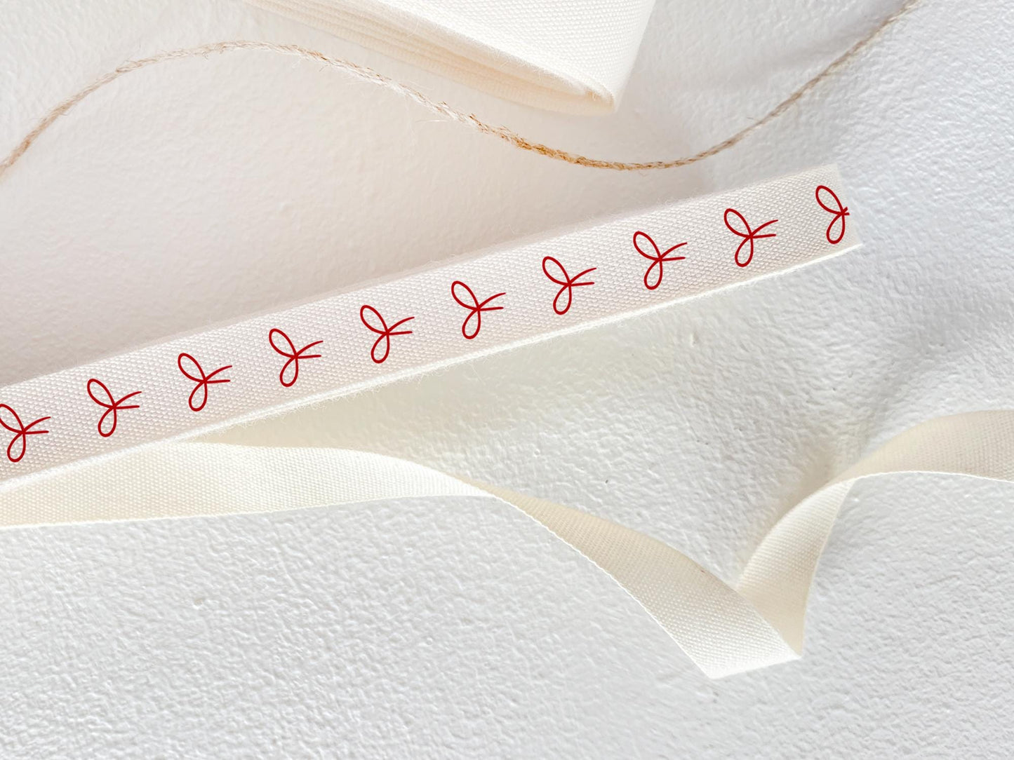 Red Bow Cotton Ribbon - 3/8" (10 mm), 10 yards (9 m) Elegant Twill Tape for Gift Wrapping & Handmade Packaging, Mother's Day, Christmas Wrap