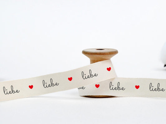 Liebe Cotton Ribbon - 5/8” (15 mm), 10 yards (9 m) Romantic Tape for Weddings, Valentine’s Day, Handmade Gifts, Special Wrapping