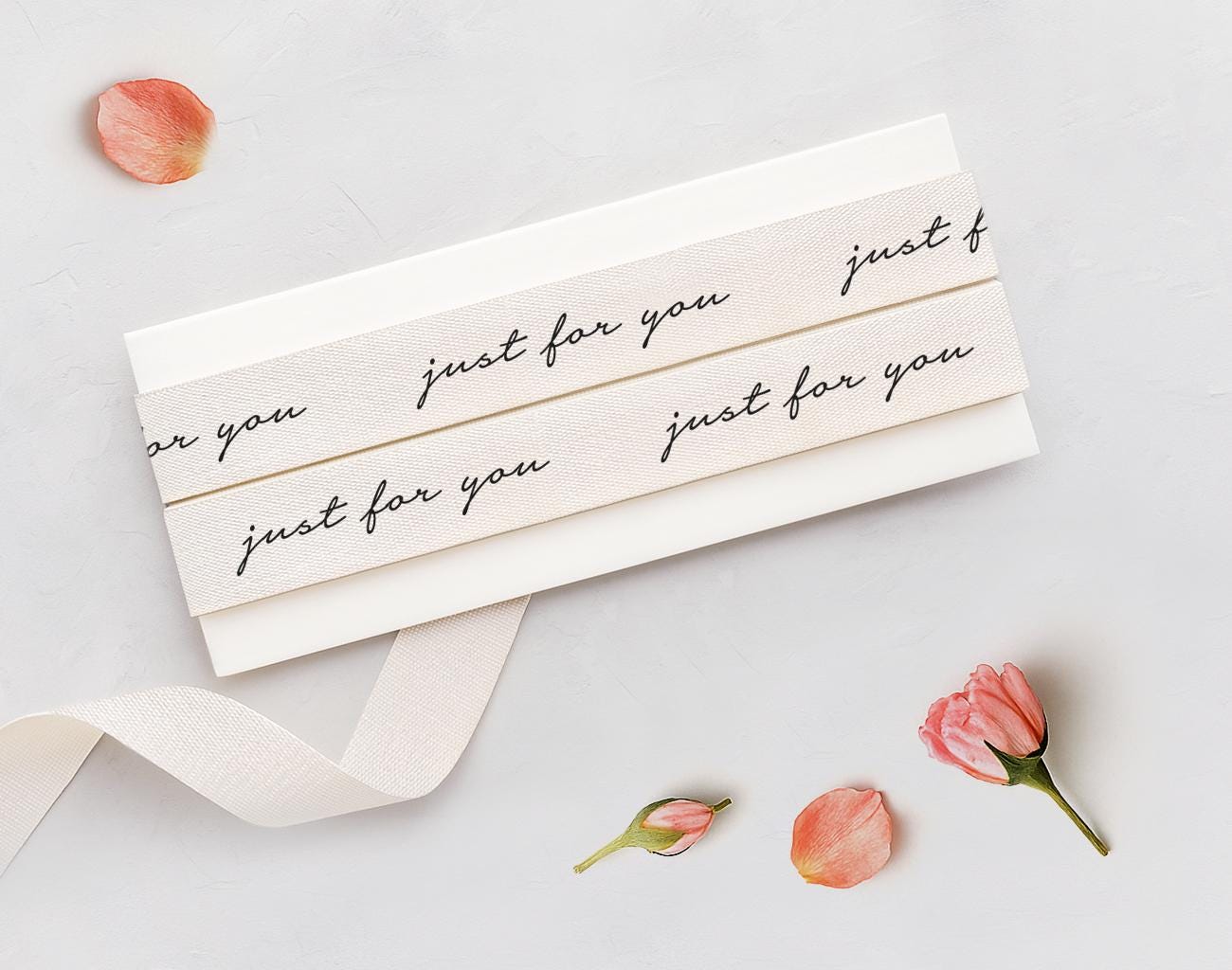 Just For You Cotton Ribbon - 5/8” (15 mm), 10 yards (9 m) Gift Wrapping Tape, Special Occasion, Personalized Gifts, Elegant Packaging