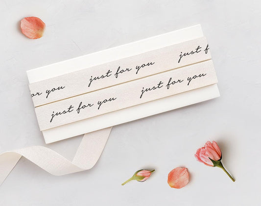 Just For You Cotton Ribbon - 5/8” (15 mm), 10 yards (9 m) Gift Wrapping Tape, Special Occasion, Personalized Gifts, Elegant Packaging