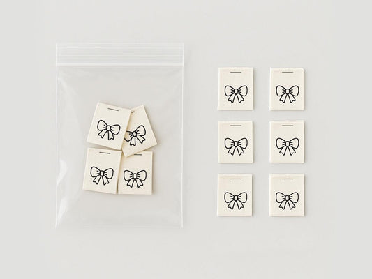 Bow Cotton Sewing Labels – 20 pcs Folded Tags for Handmade Clothing, Baby Wear & Gift-Ready Textile Projects