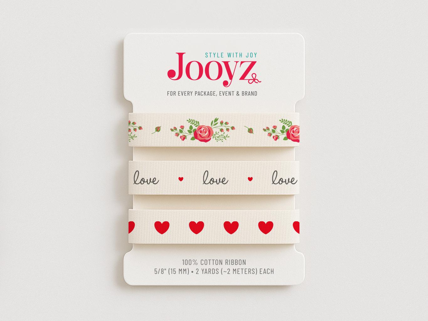 Romantic Ribbon Set | 3 Pack 5/8" (15mm) Cotton – Roses, Love Script, Red Hearts – Wrapping, Packaging, Wedding, Valentine Gift Wrap