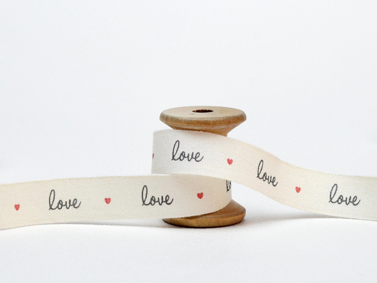 Romantic Ribbon Set | 3 Pack 5/8" (15mm) Cotton – Roses, Love Script, Red Hearts – Wrapping, Packaging, Wedding, Valentine Gift Wrap