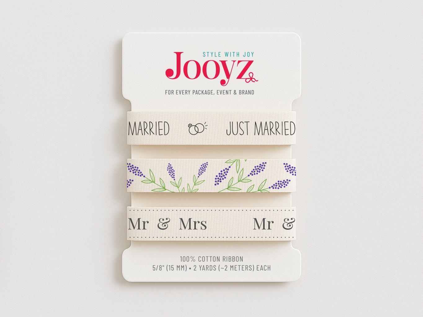 Wedding Ribbon Set | 3 Pack 5/8" (15mm) Cotton – Just Married, Mr & Mrs, Lavender – Bridal Shower, Wedding Favors, Gift Wrap, Rustic Wedding