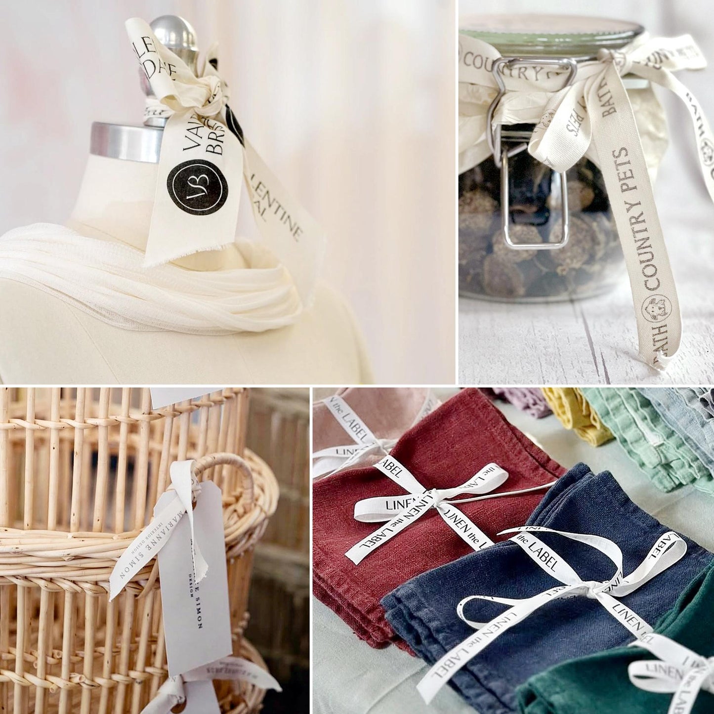 Custom Cotton Ribbon, 6-60 mm Personalized Printed Tape with Name, Logo, Text | 100 yd Wedding Favor Ribbon Roll for Gift Wrapping, Branding