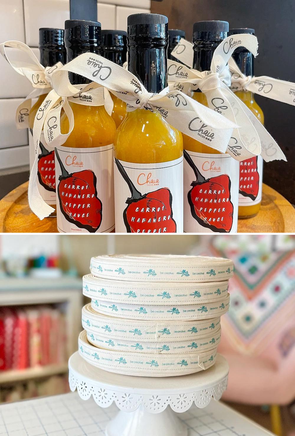 Custom Cotton Ribbon, 6-60 mm Personalized Printed Tape with Name, Logo, Text | 100 yd Wedding Favor Ribbon Roll for Gift Wrapping, Branding