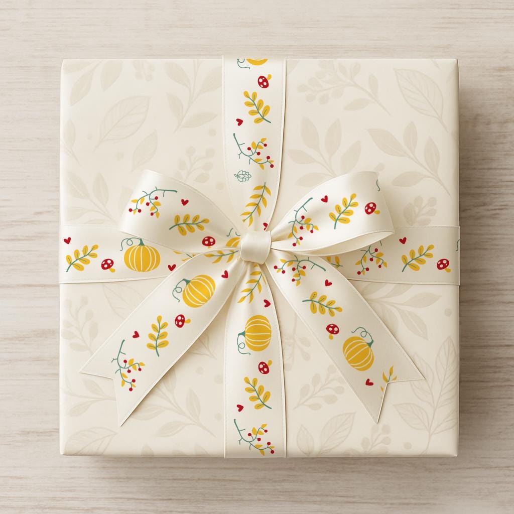 Pumpkin Ribbon – 3/4” (20 mm) Satin with Pumpkin Garden Icons for Fall Gift Wrap, Autumn Wreaths, Halloween & Thanksgiving Decor