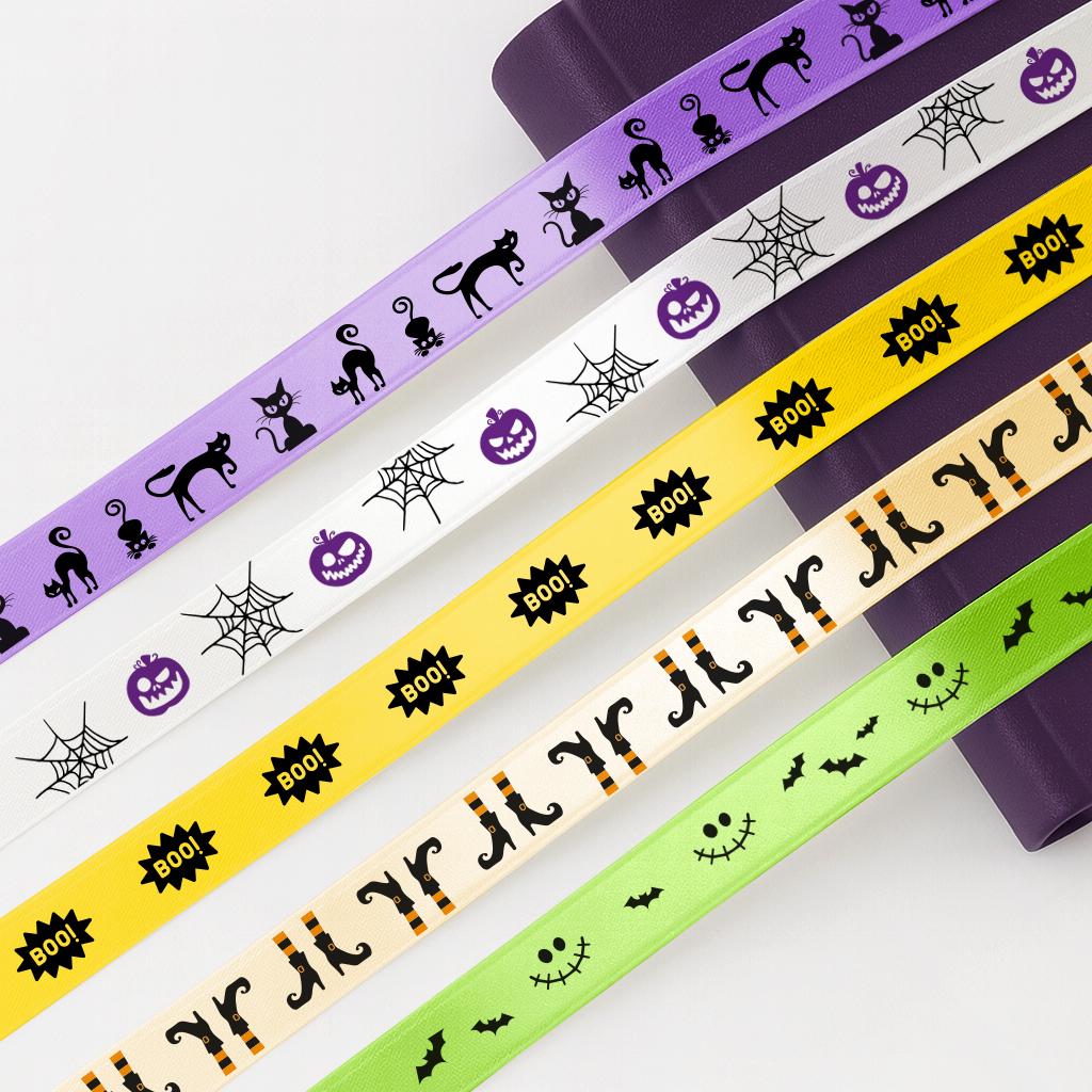 Halloween Ribbon Set – 10 pcs (50 yards / 45 m) Total Satin Ribbons for Halloween Crafts, Fall Gift Wrap, Party Decorations & Autumn Wreaths