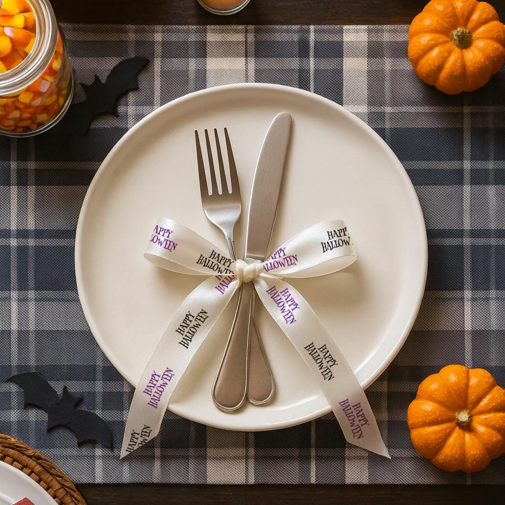 Halloween Ribbon Set – 10 pcs (50 yards / 45 m) Total Satin Ribbons for Halloween Crafts, Fall Gift Wrap, Party Decorations & Autumn Wreaths