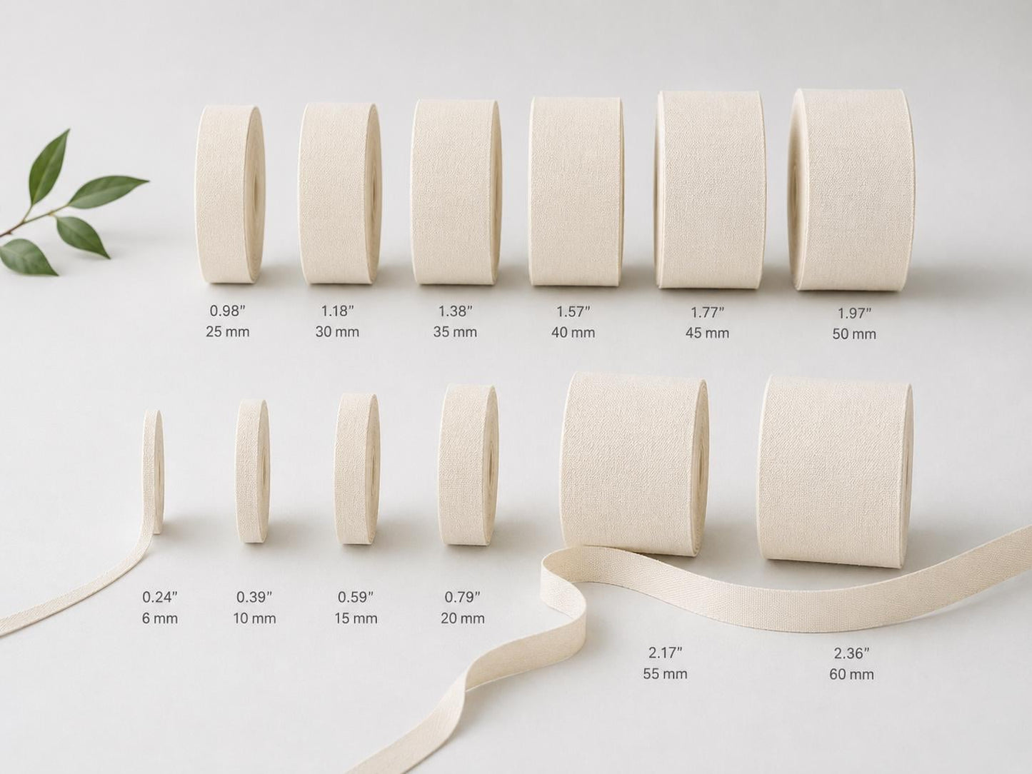 Cotton Ribbon for Labels & Print - 10 Yards (9 m) Unprinted Flat Soft Natural Tape for Handmade Packaging, Eco Friendly Gift Wrap, Organic